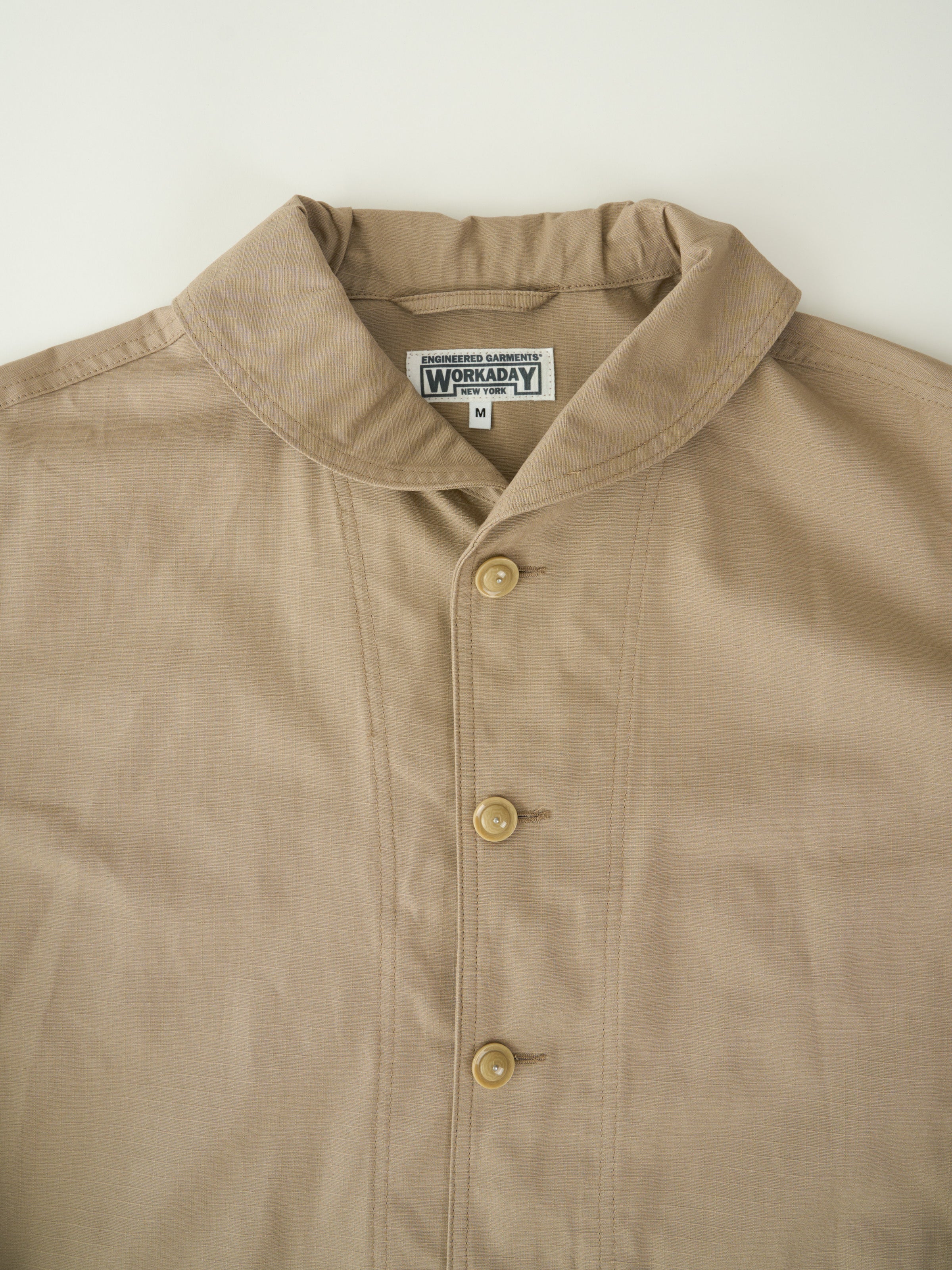Shawl Collar Jacket - Khaki Cotton Ripstop - Image 3