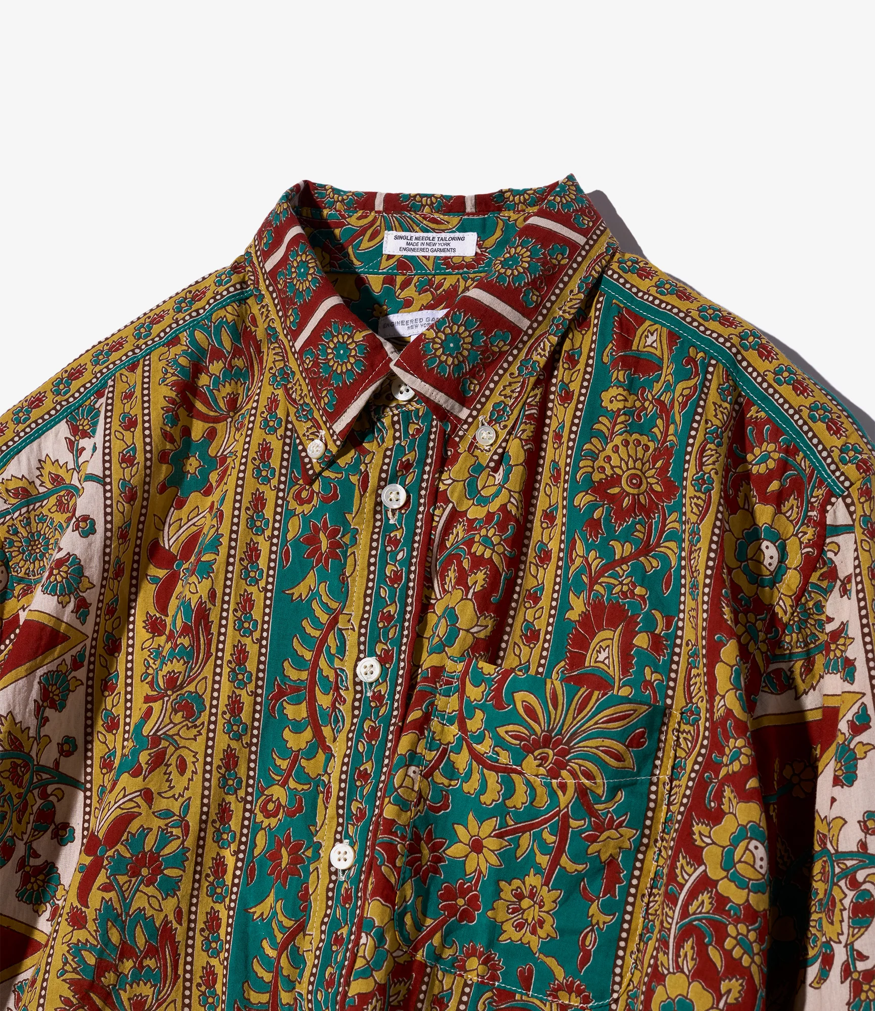 19th Century BD Shirt - Jade/Khaki Floral Stripe - Image 3