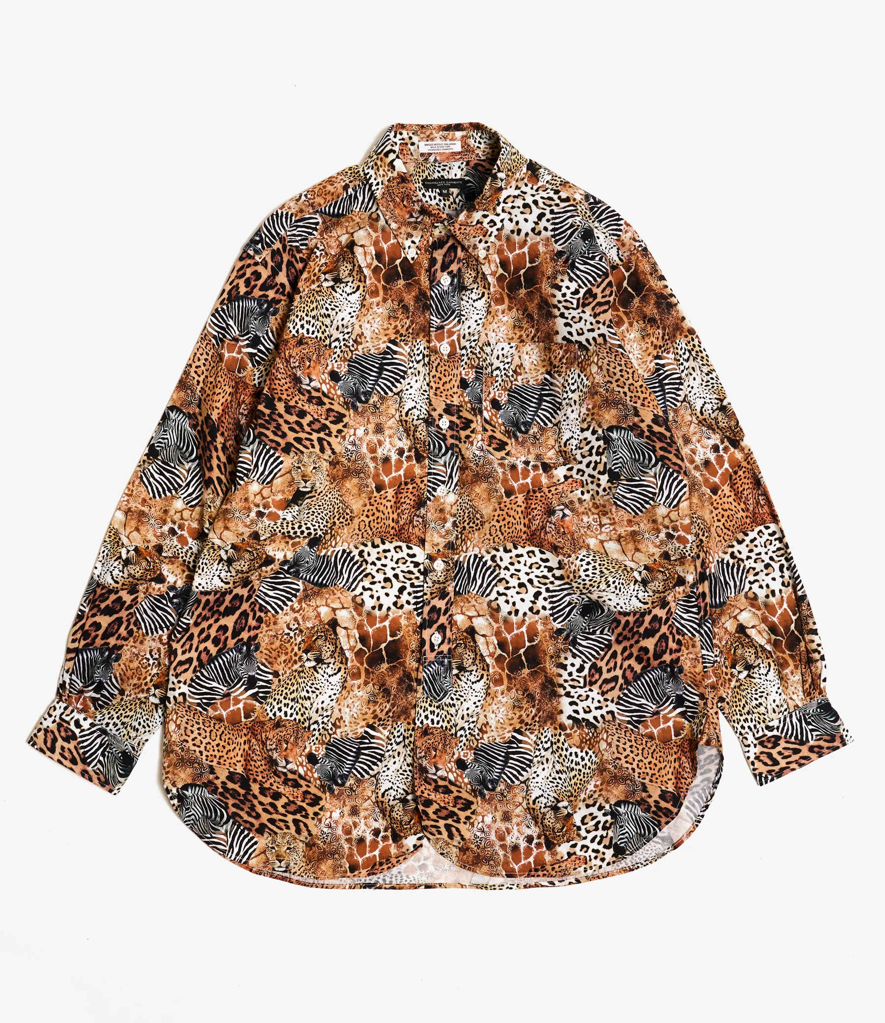 19th Century BD Shirt - Nepenthes Sp. - Brown Cotton Multi Animal Print