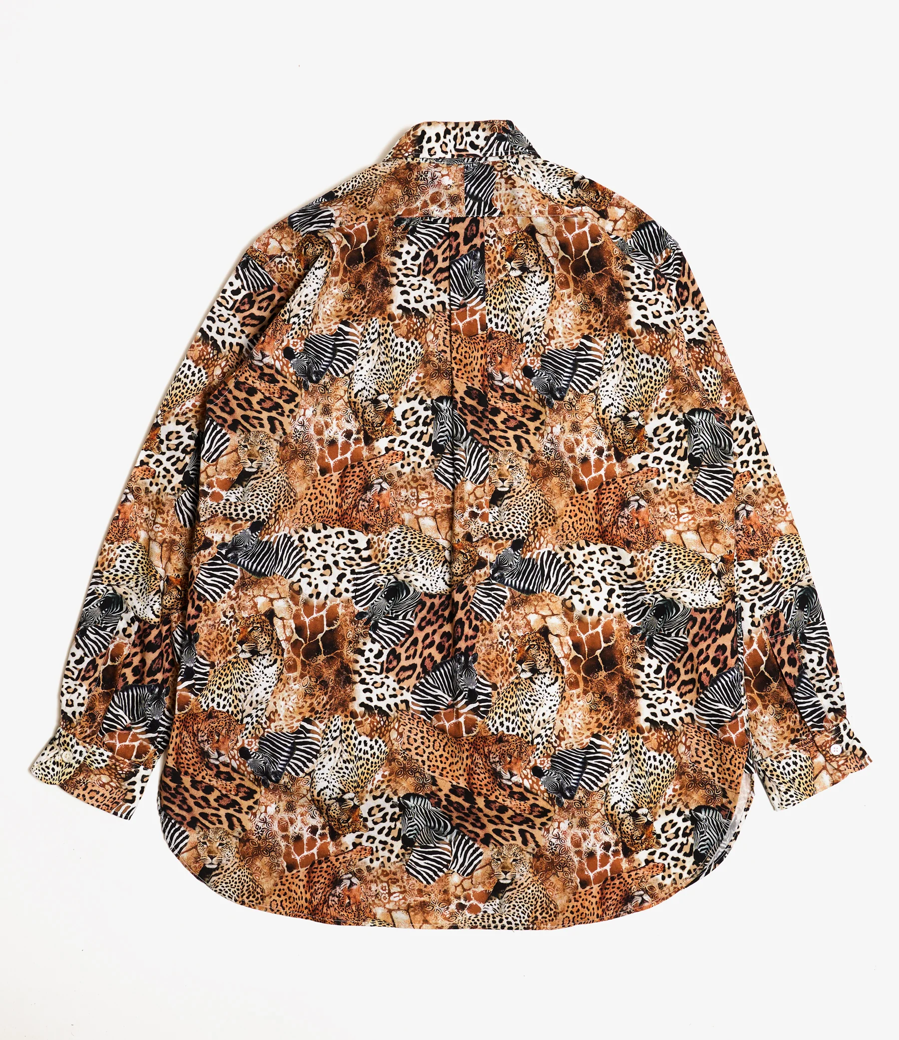 19th Century BD Shirt - Nepenthes Sp. - Brown Cotton Multi Animal Print - Image 2