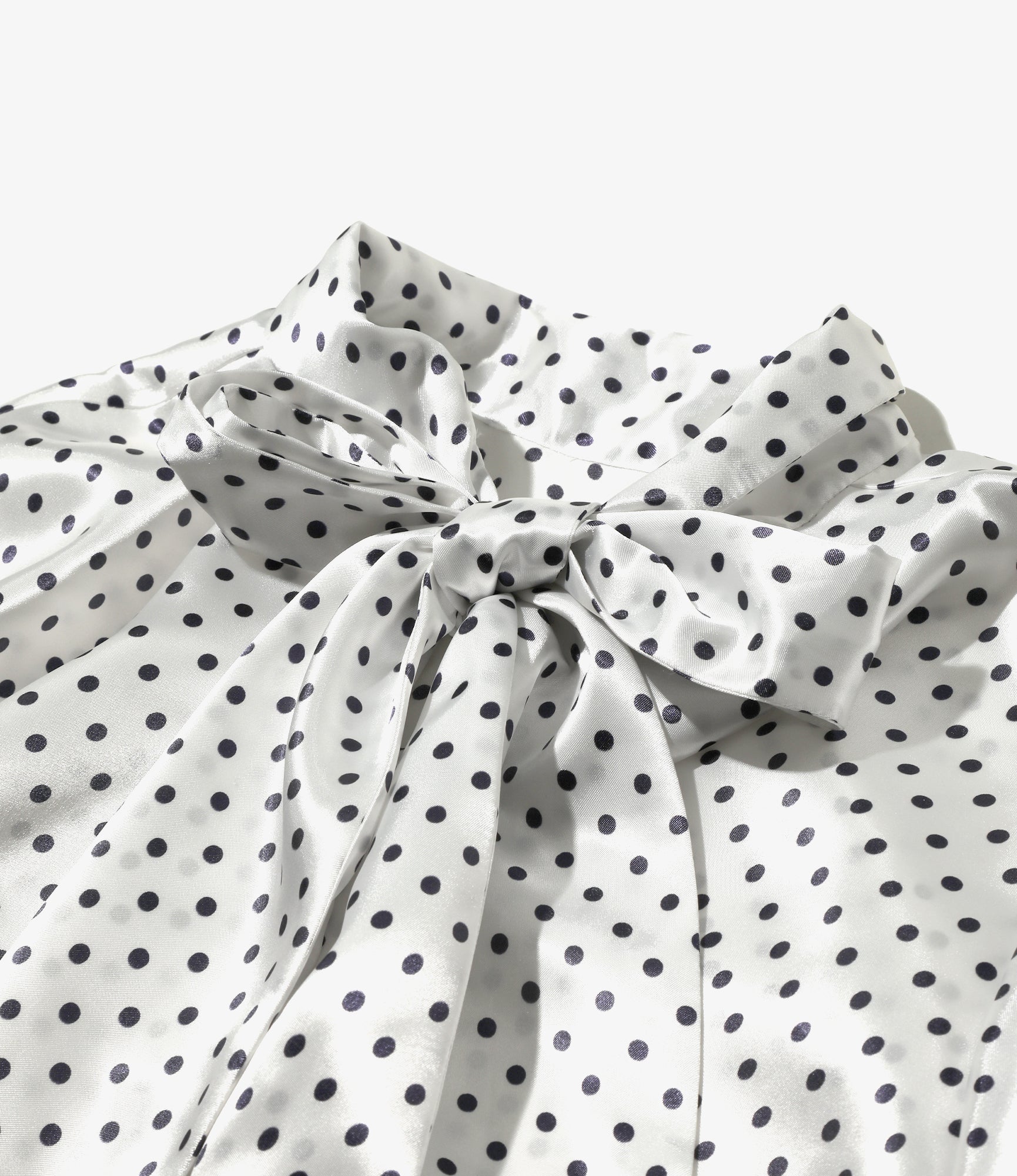 Bow Blouse - White - Polka Dots Sateen - Image 3