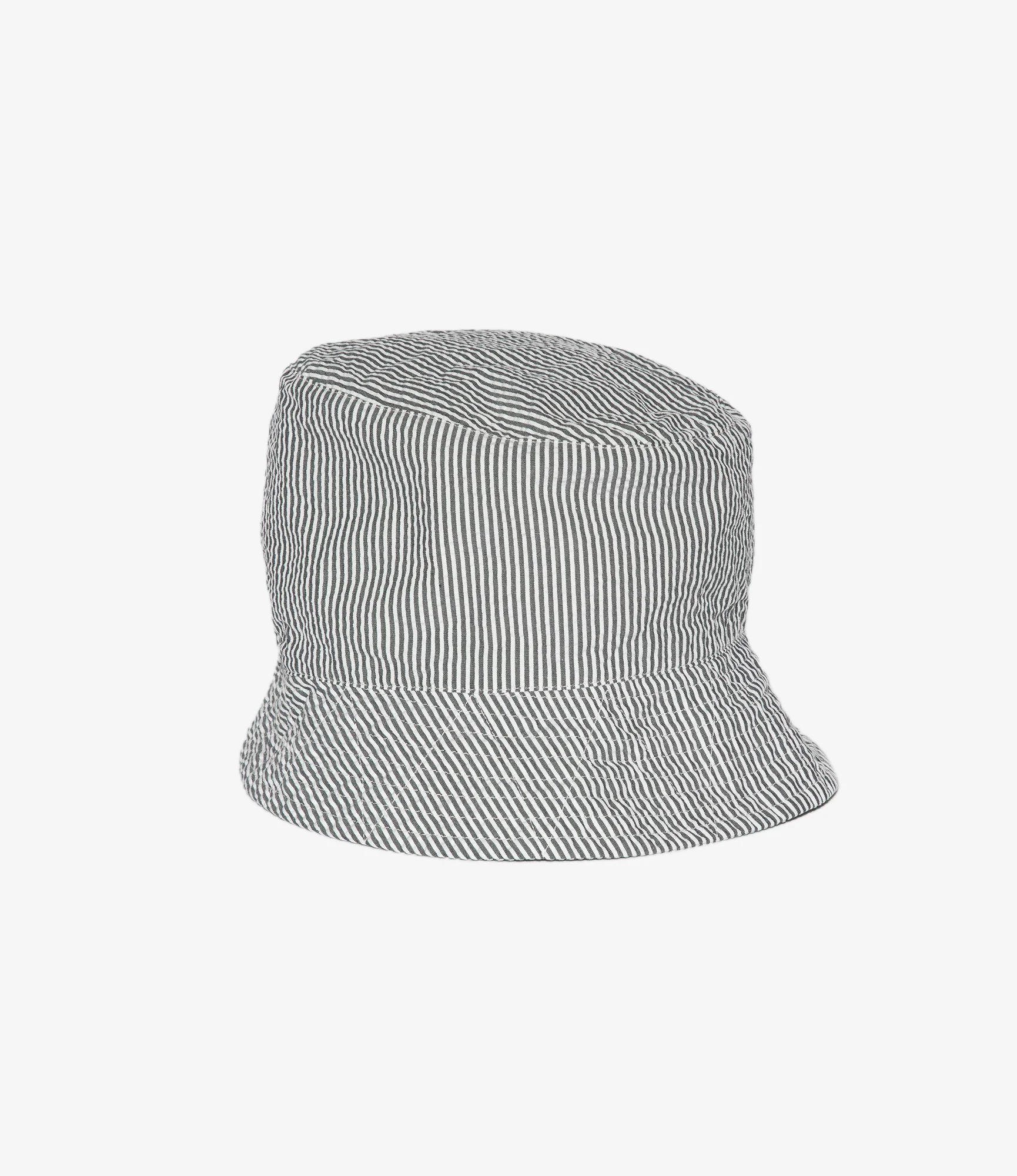Bucket Hat - Navy Cotton Seersucker Stripe