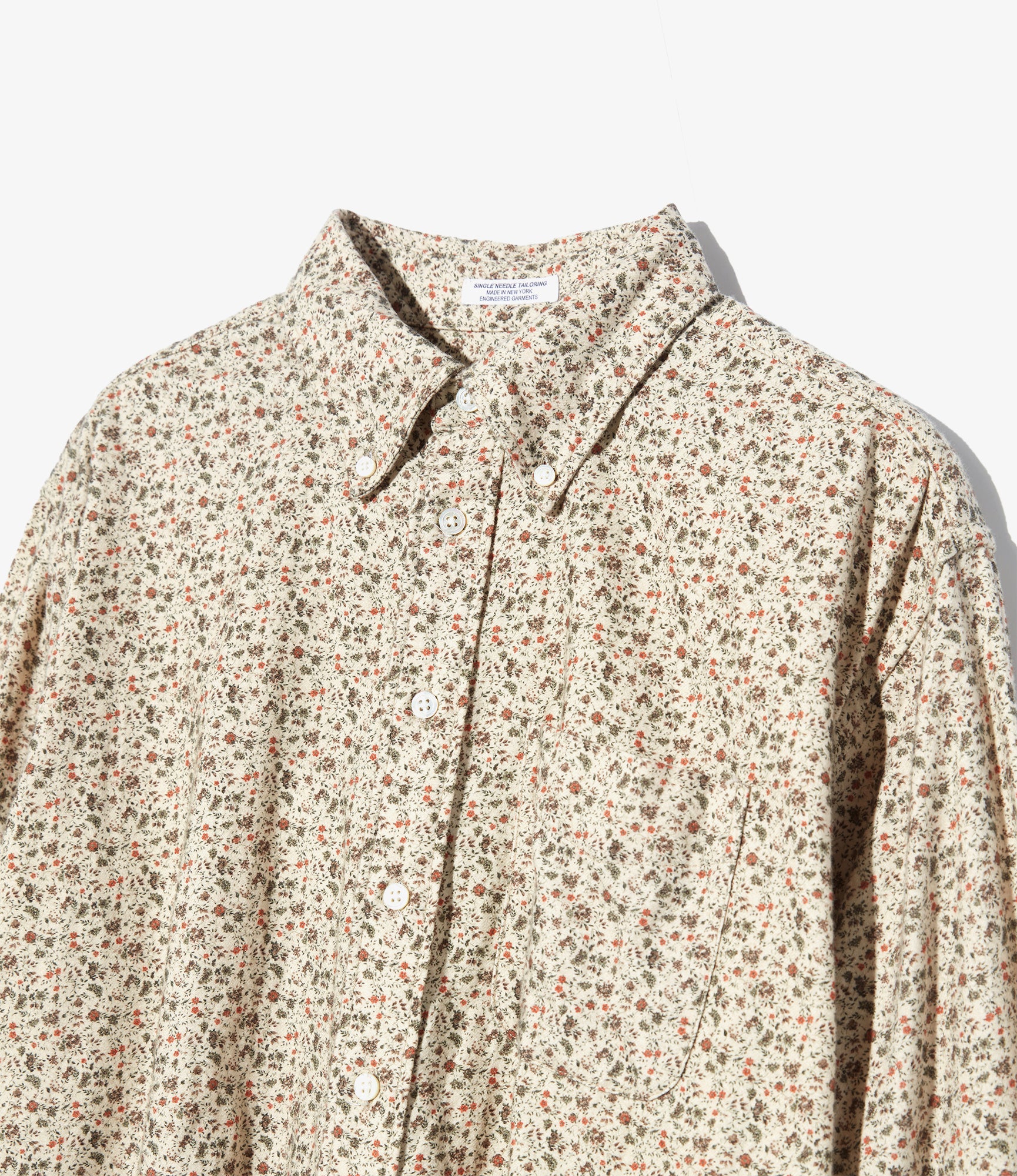 19th Century BD Shirt - Natural Cotton Small Floral Flannel - Image 3