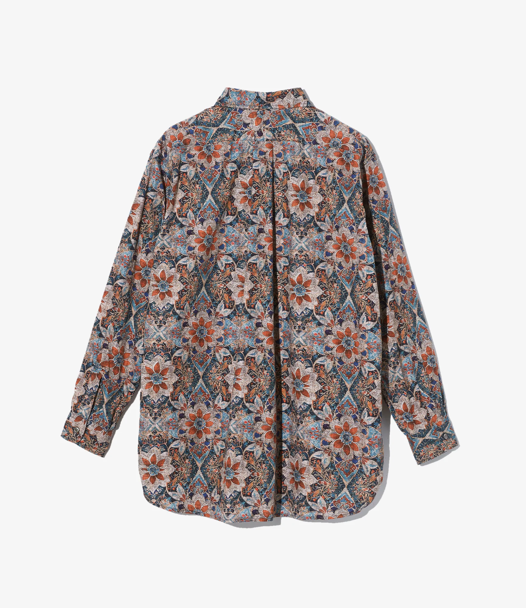 19th Century BD Shirt - Orange/Navy Floral Printed Cotton Lawn - Image 2