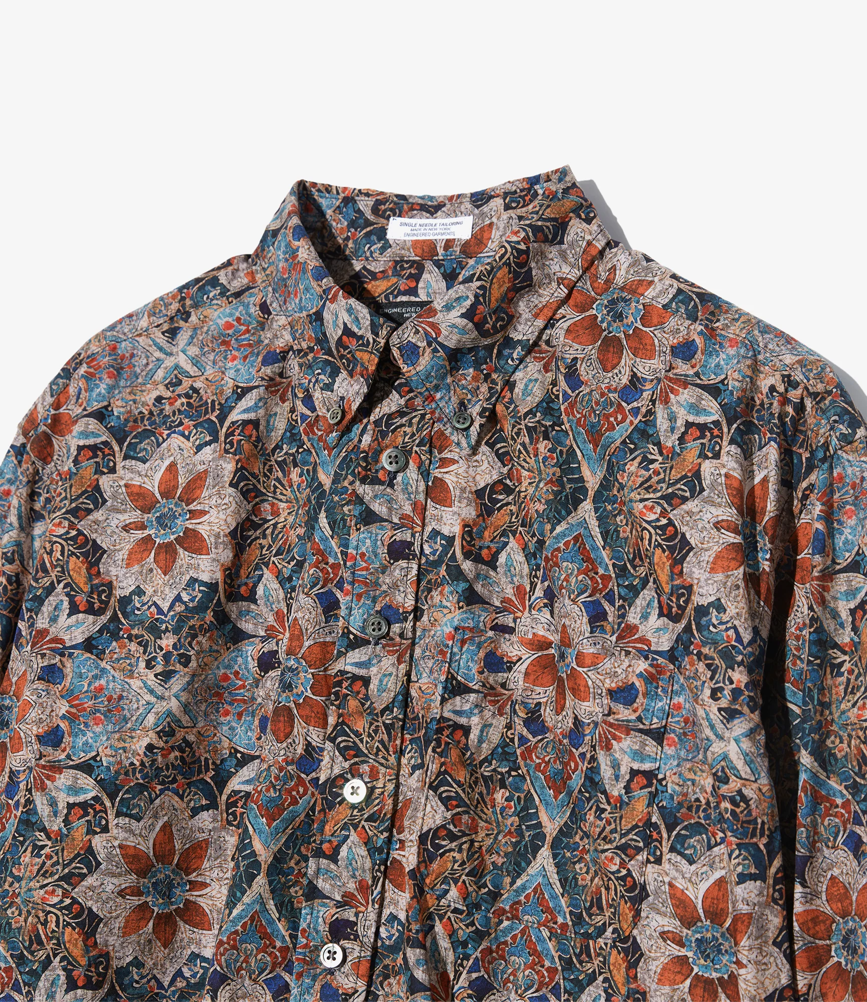 19th Century BD Shirt - Orange/Navy Floral Printed Cotton Lawn - Image 3
