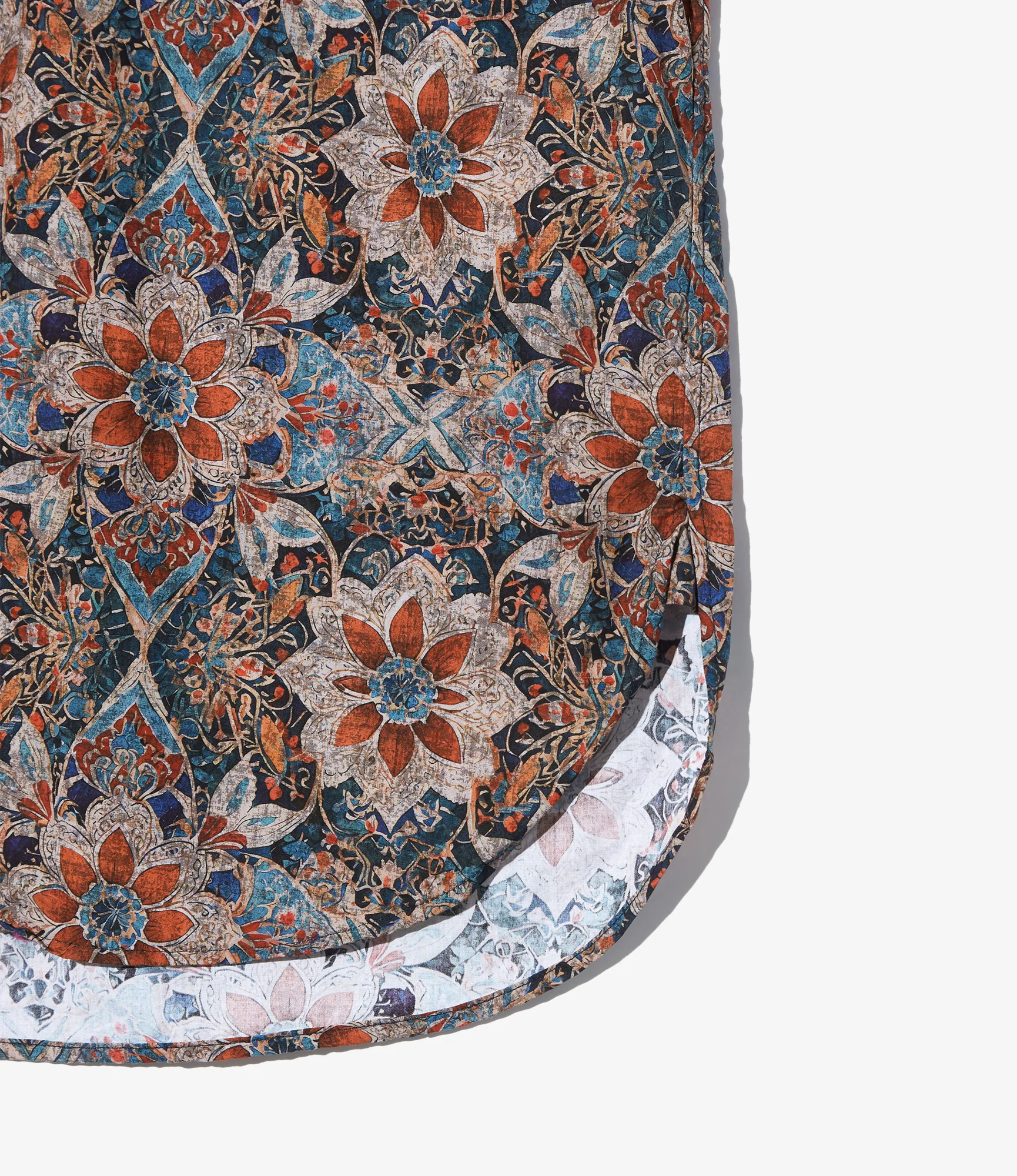 19th Century BD Shirt - Orange/Navy Floral Printed Cotton Lawn - Image 5