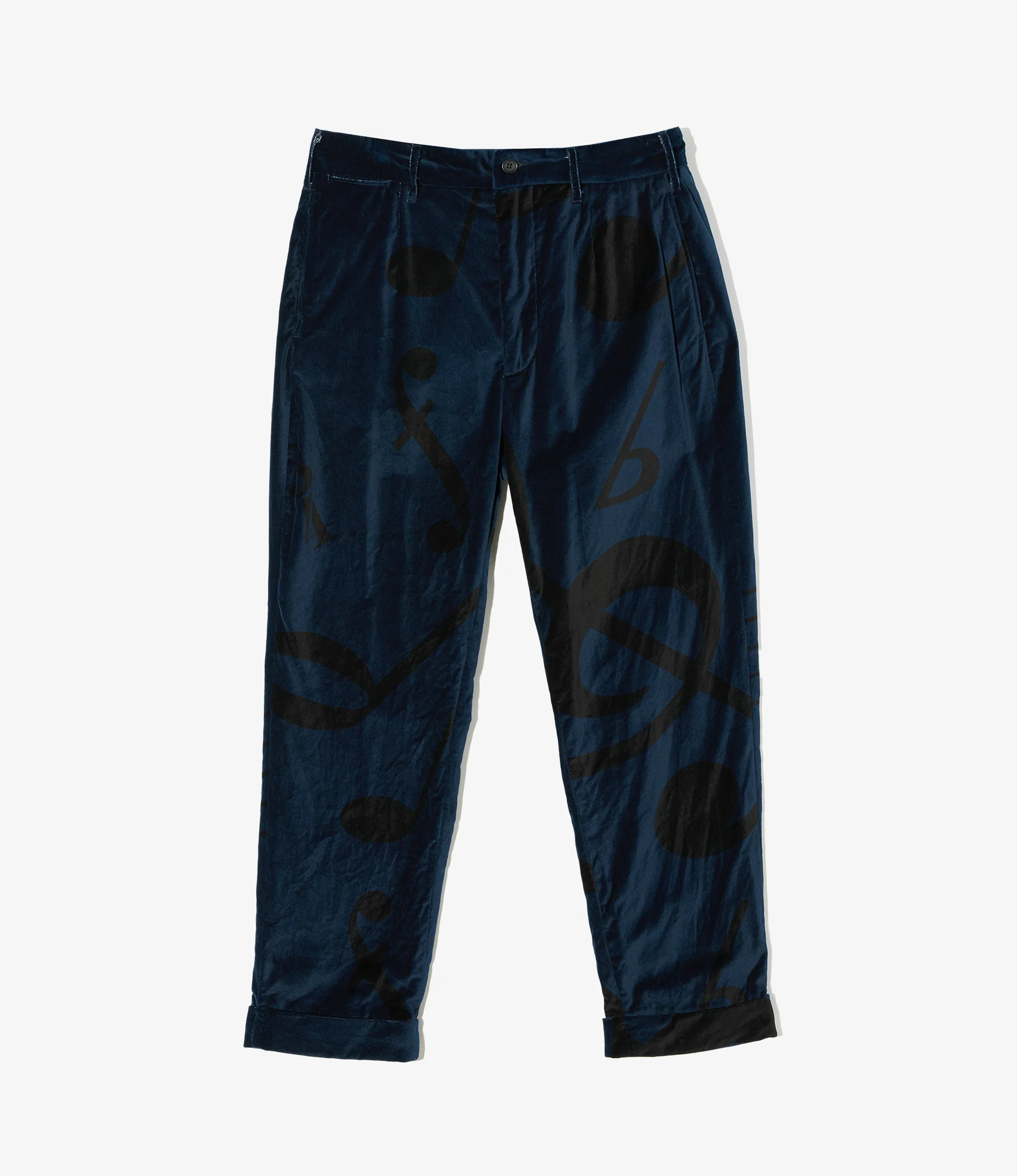 Andover Pant - Navy Cotton Printed Music Note Velveteen