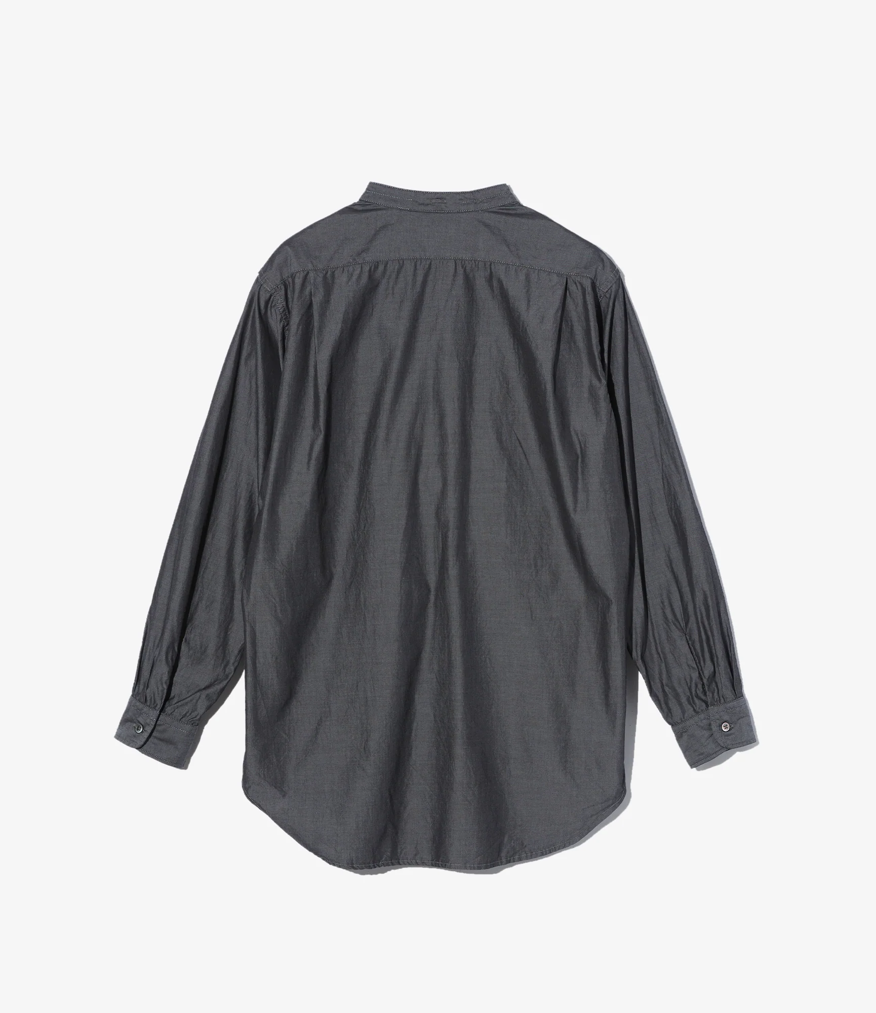 Banded Collar Shirt - Charcoal Cotton Iridescent Broadcloth - Image 2