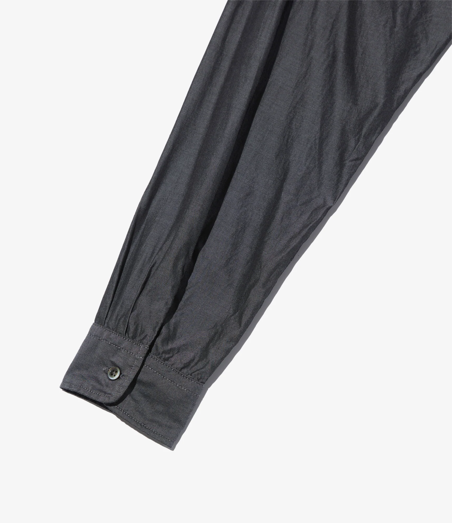 Banded Collar Shirt - Charcoal Cotton Iridescent Broadcloth - Image 4