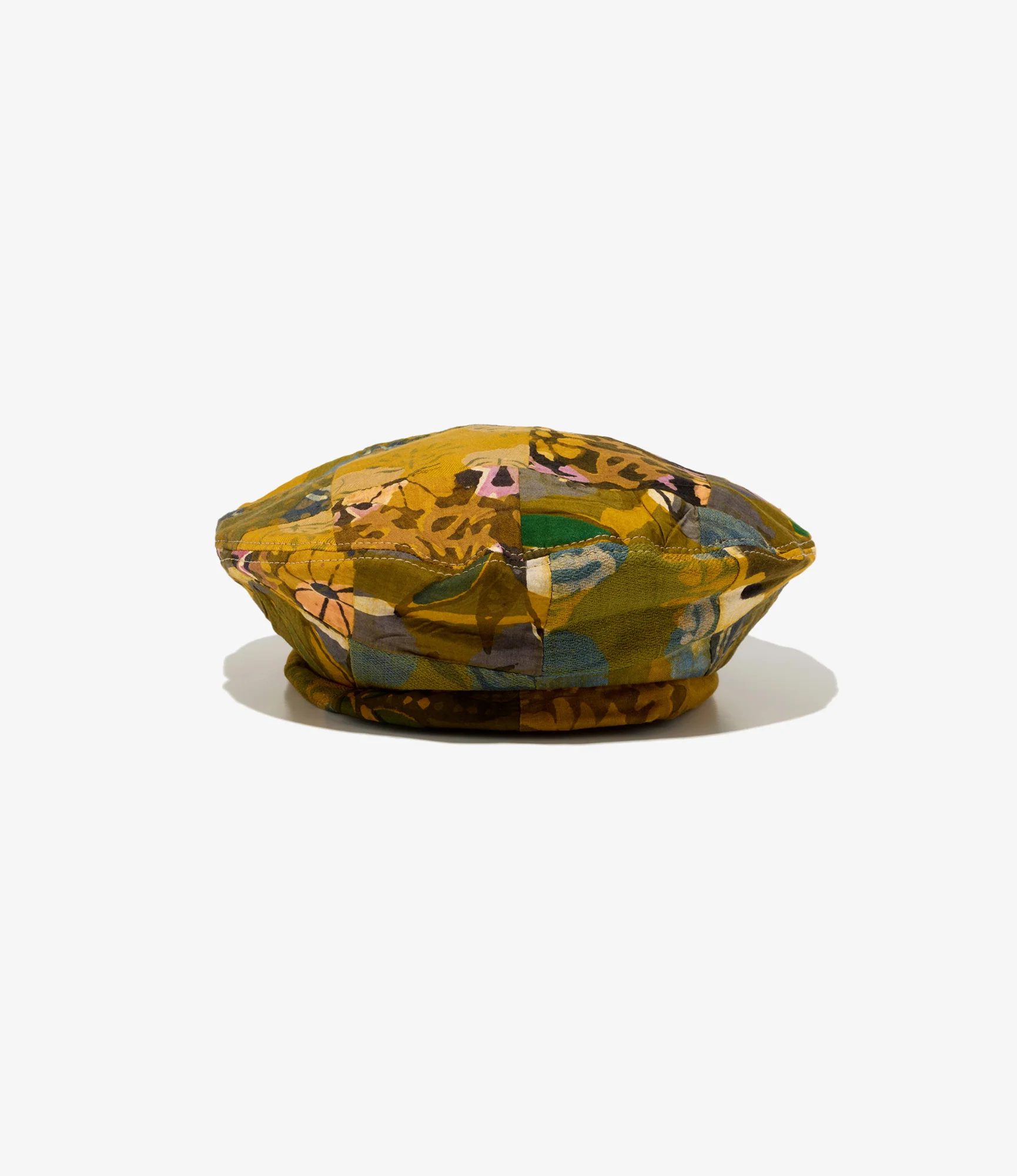 Beret - Olive Cotton Multi Pattern Patchwork