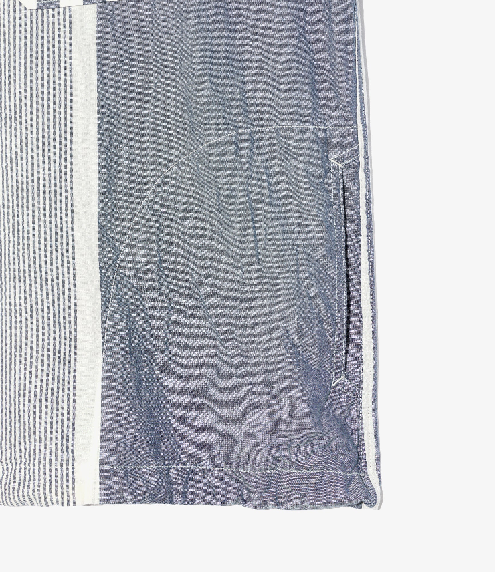 Cagoule Shirt - Blue/White Stripe Cotton Chambray - Image 4