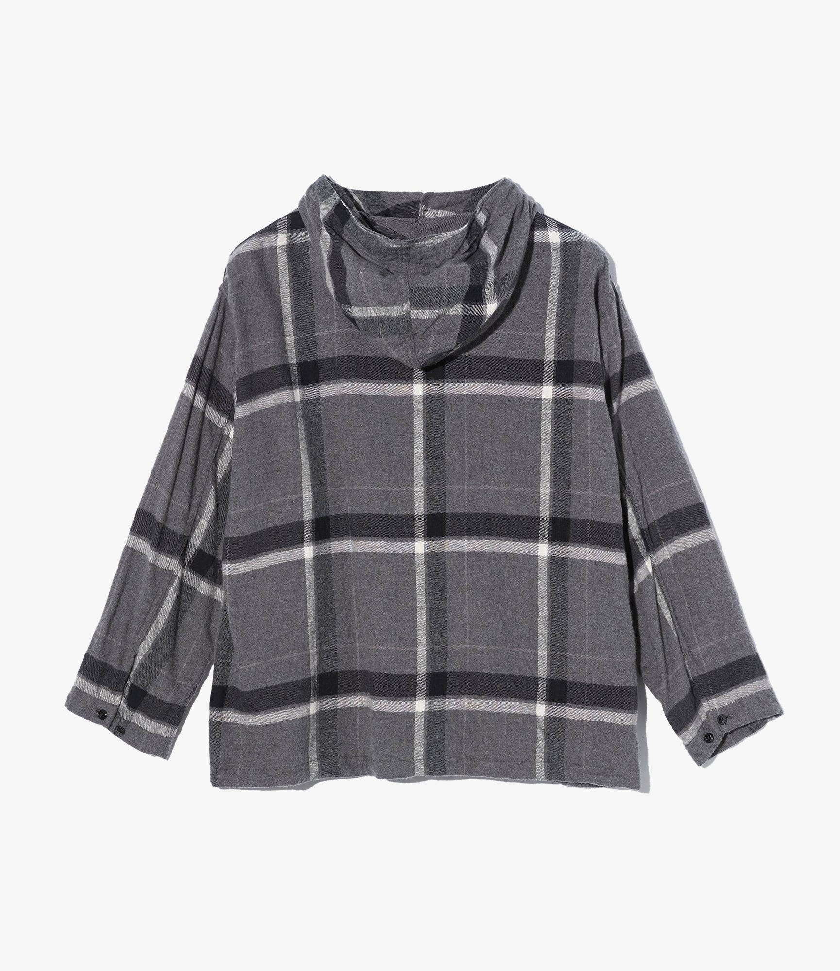 Cagoule Shirt - Grey/Black Cotton Brushed Big Plaid - Image 2