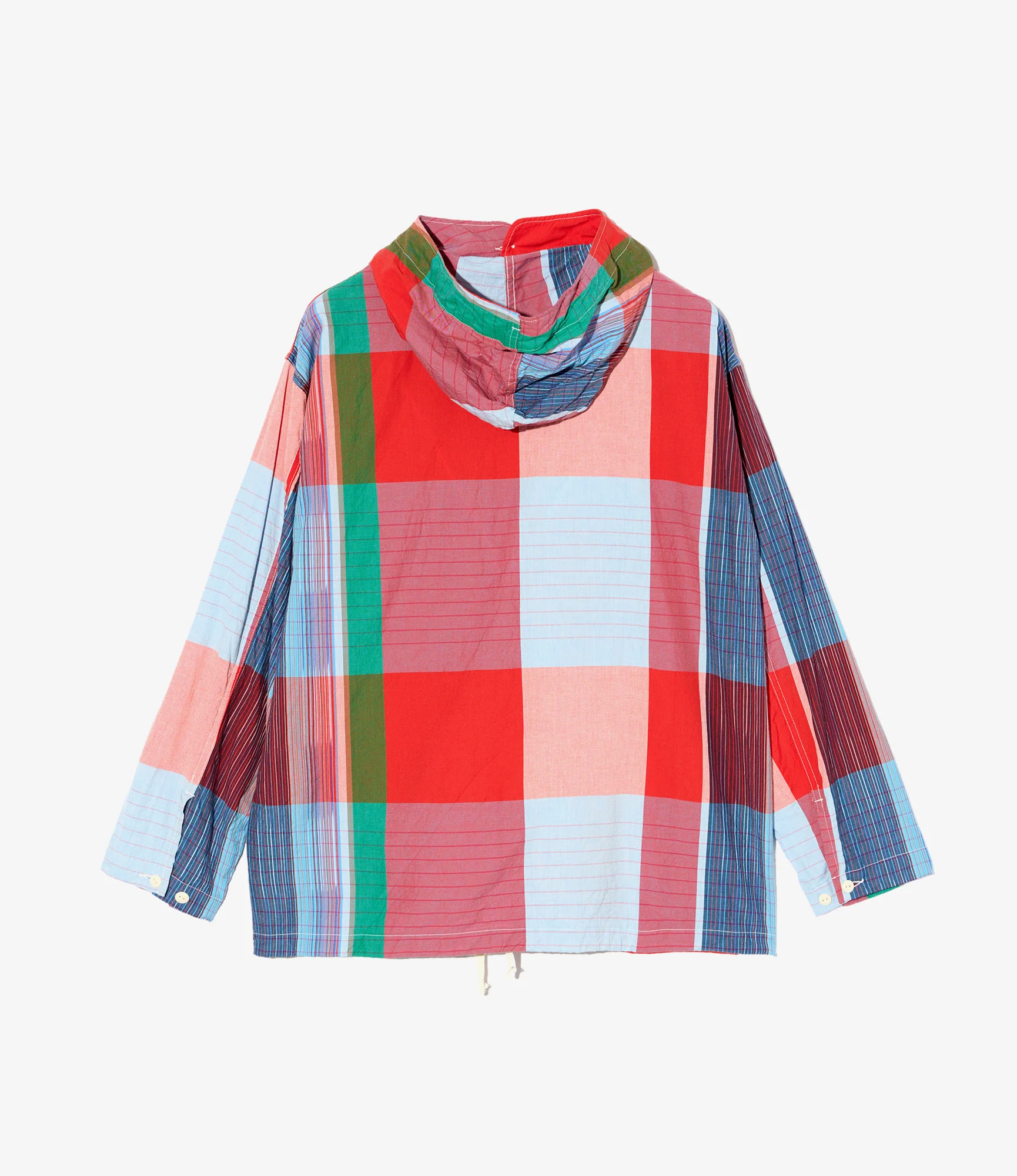 Cagoule Shirt - Red Cotton Big Madras Plaid - Image 2