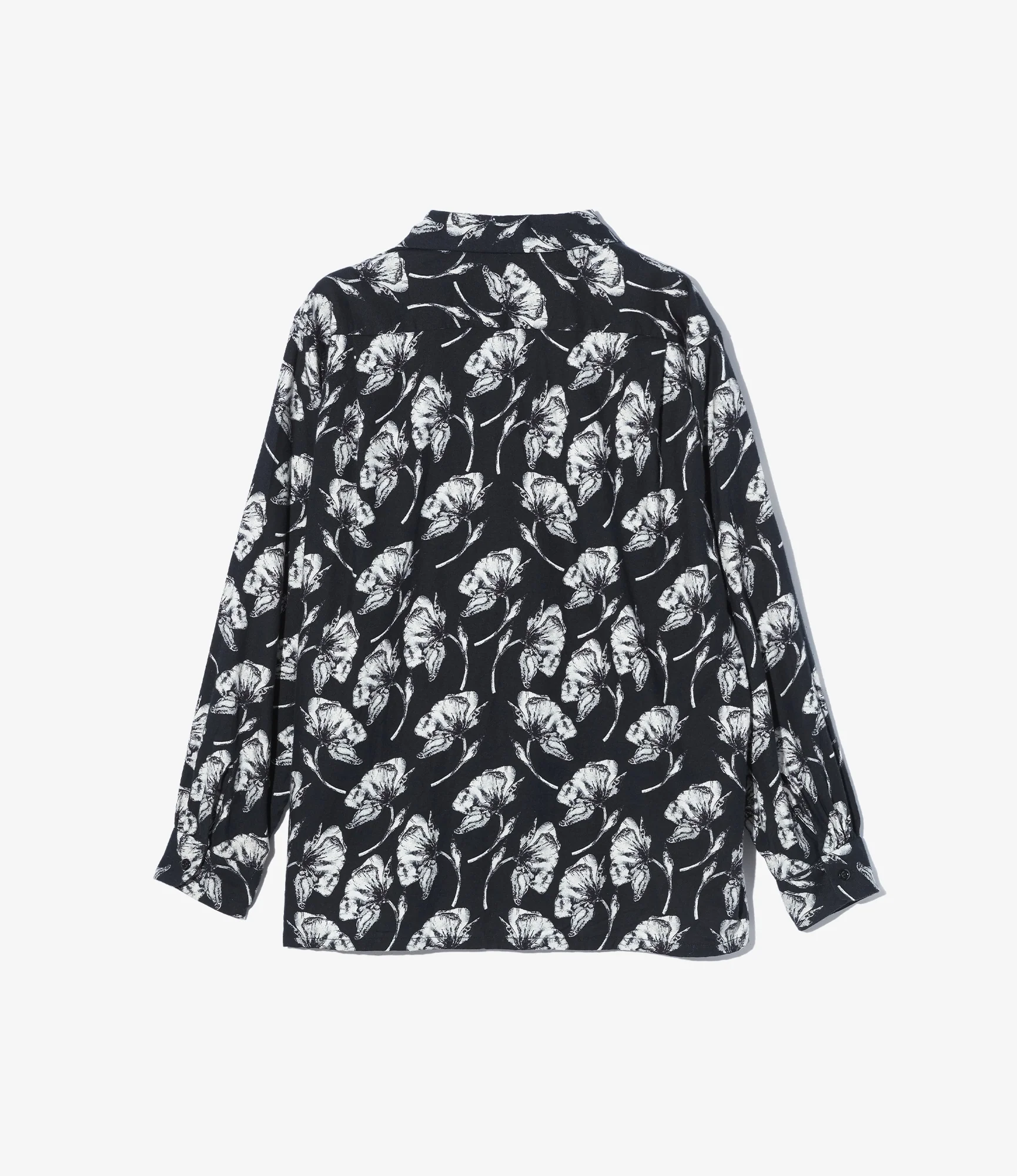 Classic Shirt - Black/White Cotton Brushed Floral Print - Image 2