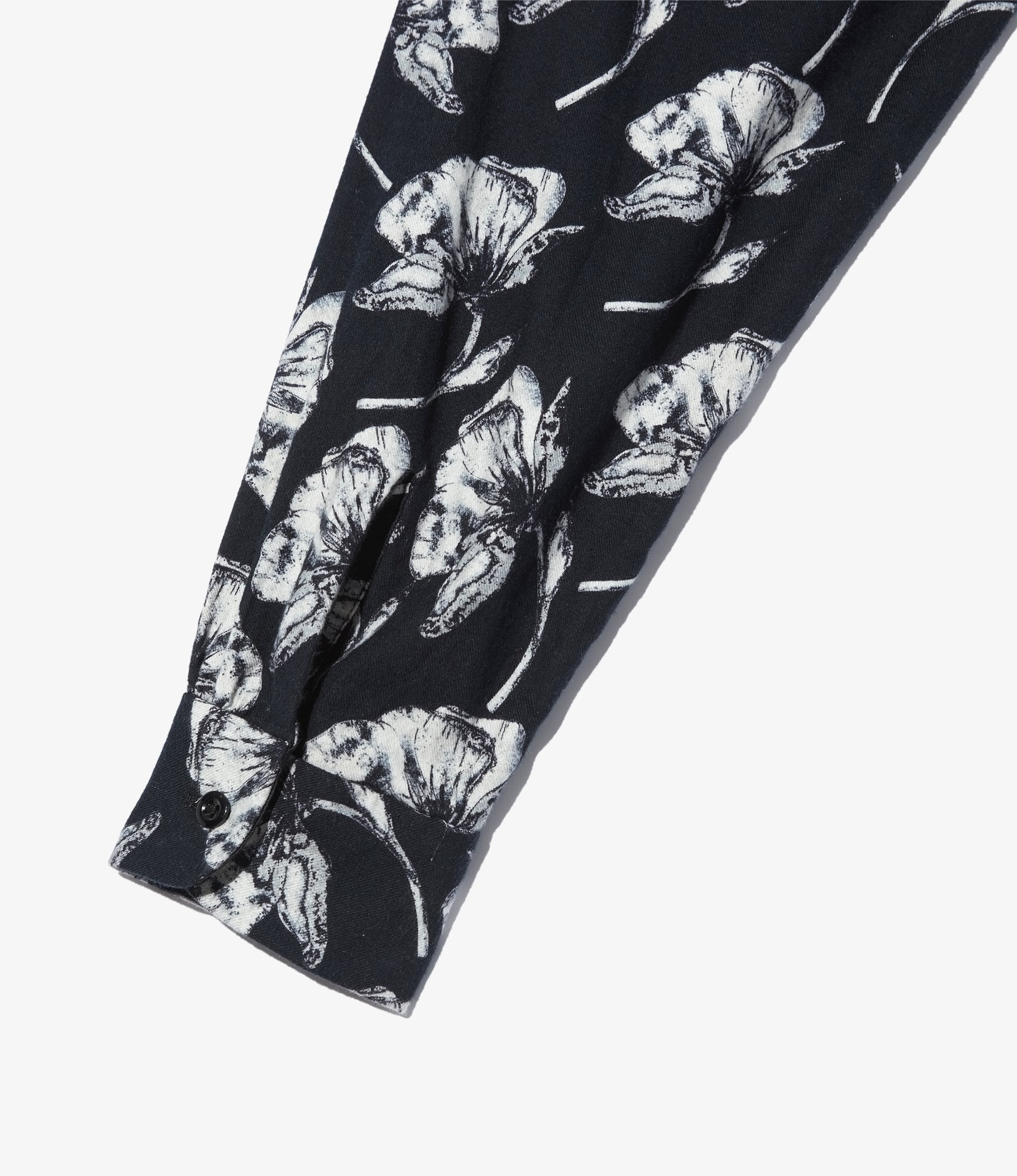 Classic Shirt - Black/White Cotton Brushed Floral Print - Image 4