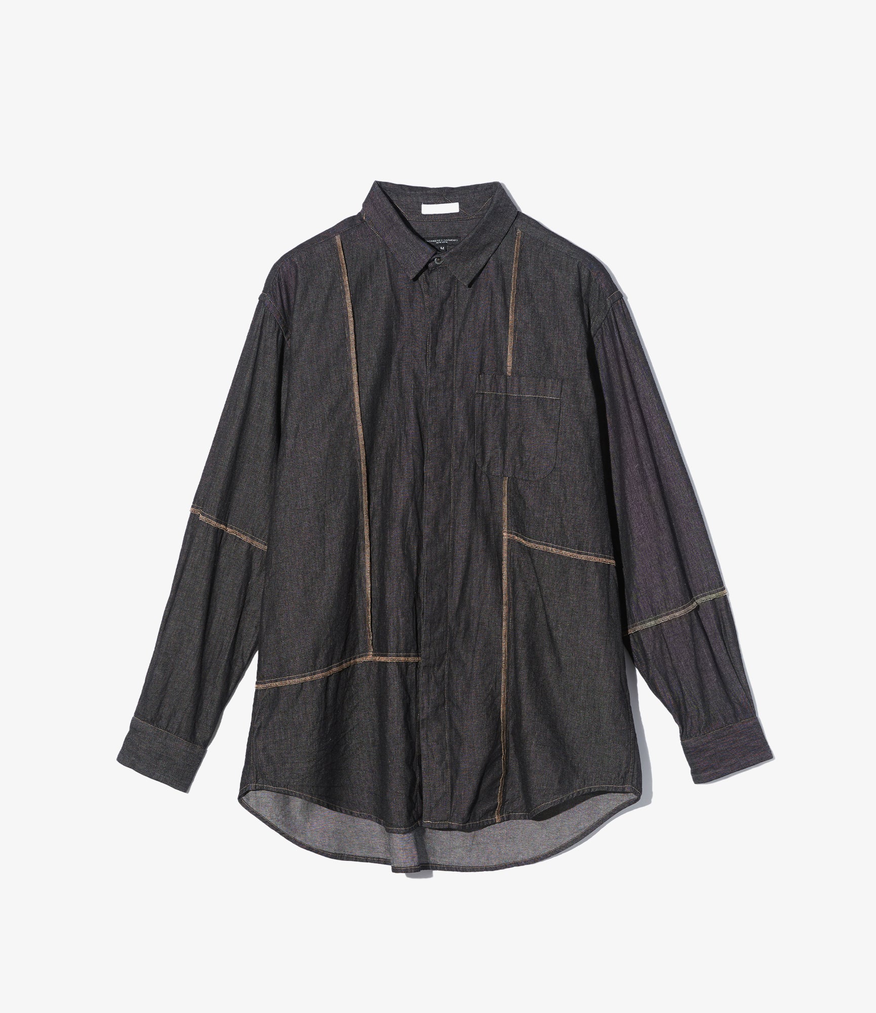 Combo Short Collar Shirt - Black Cotton Denim Shirting