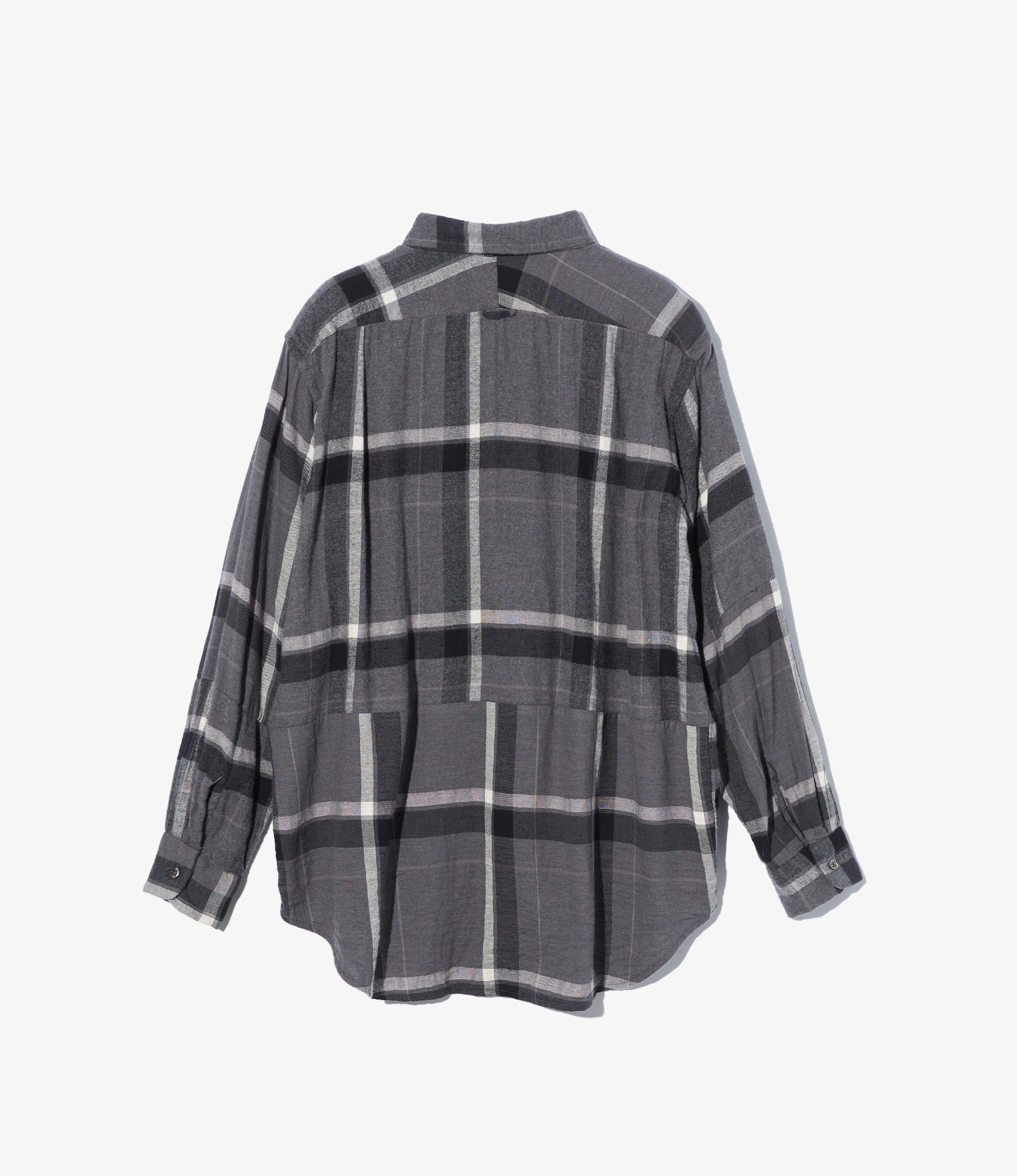 Combo Short Collar Shirt - Grey/Black Cotton Brushed Big Plaid - Image 2