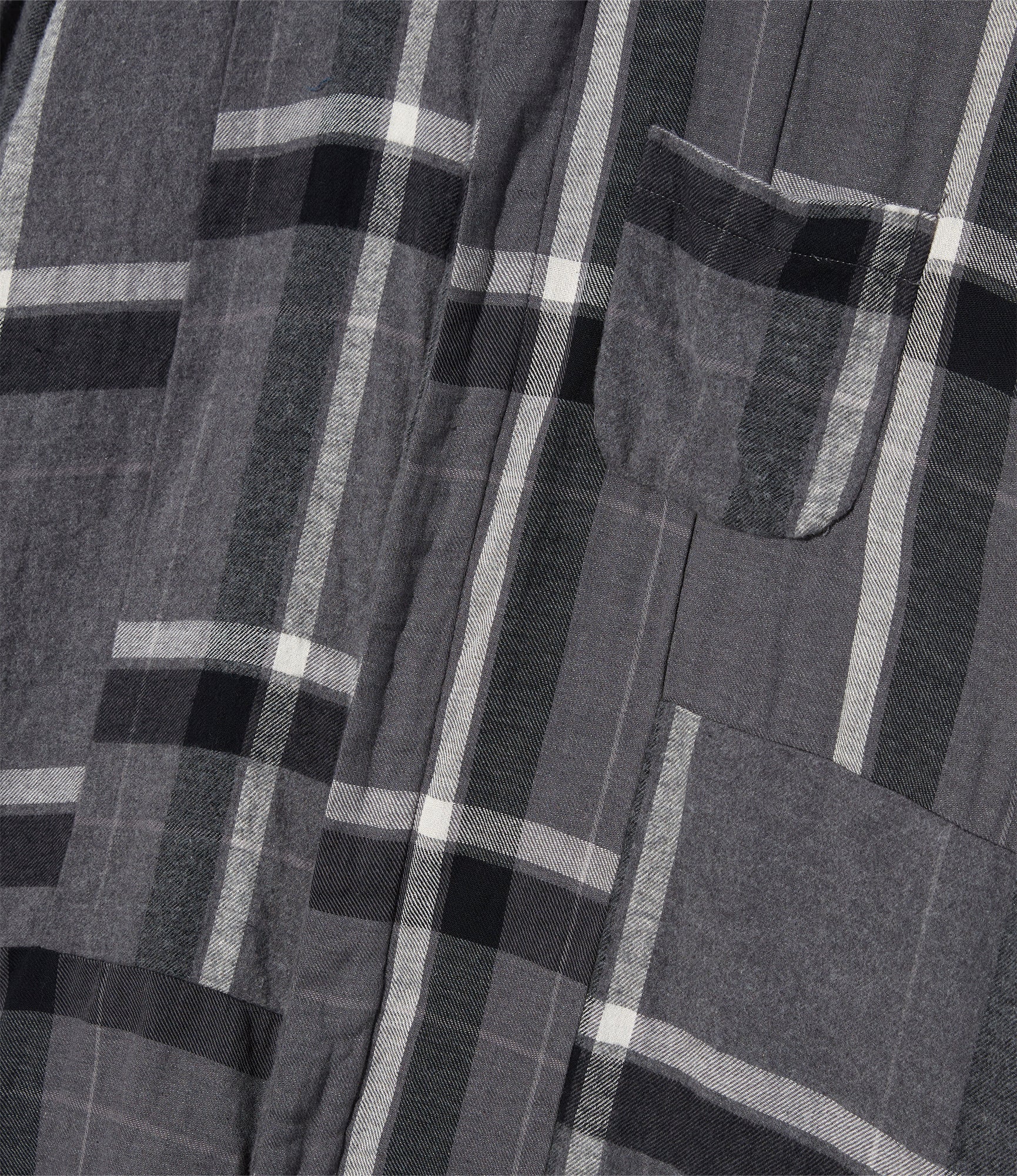 Combo Short Collar Shirt - Grey/Black Cotton Brushed Big Plaid - Image 4