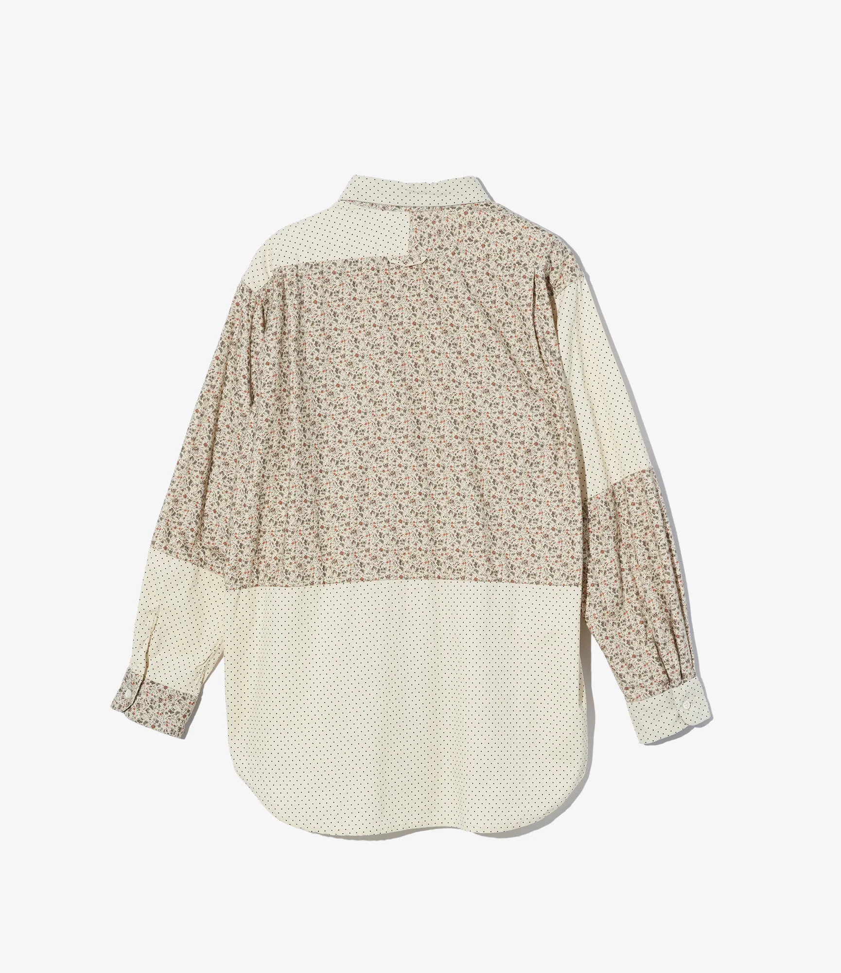 Combo Short Collar Shirt - Ivory 21W Corduroy Polka Dot Print - Image 2