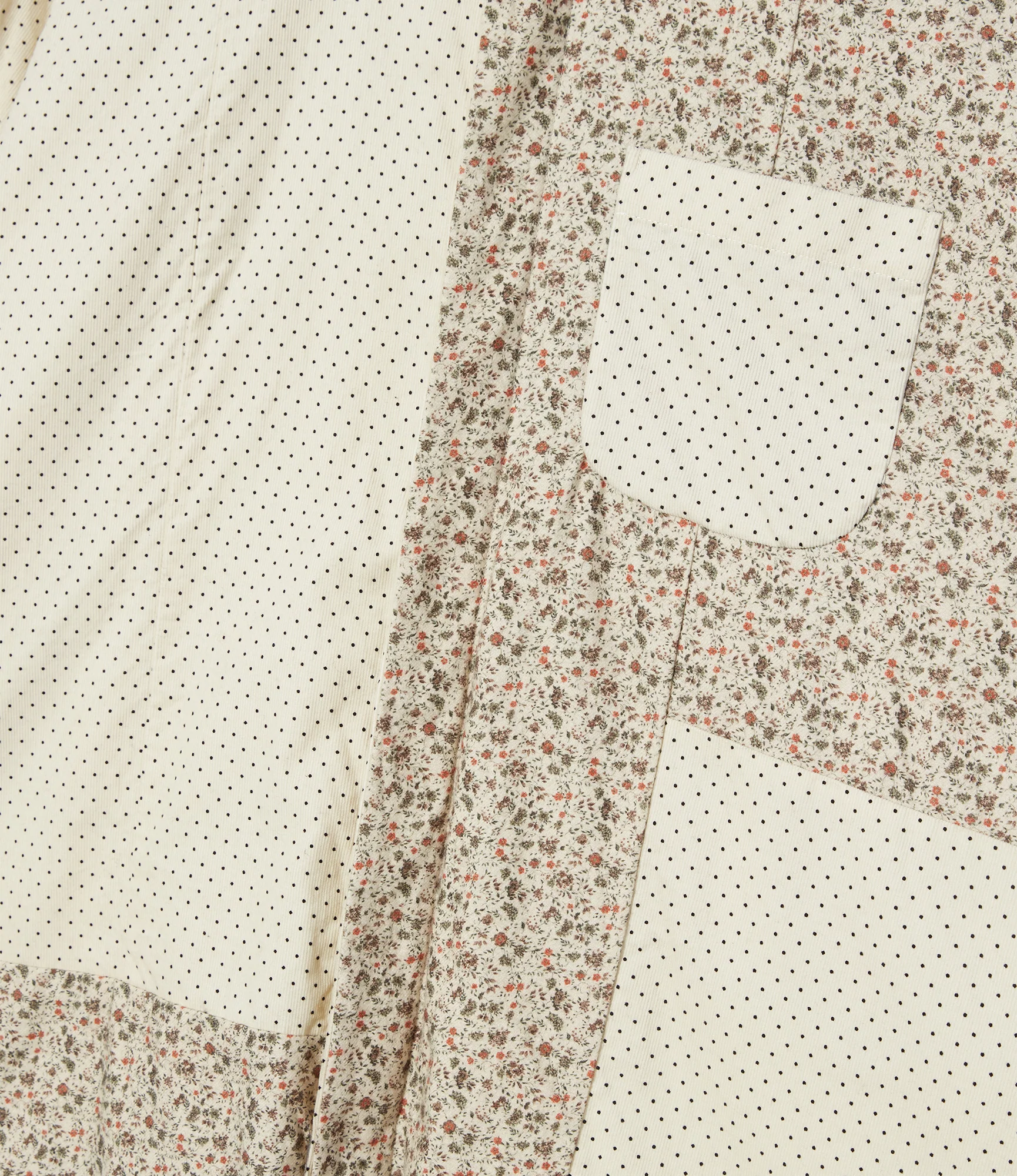 Combo Short Collar Shirt - Ivory 21W Corduroy Polka Dot Print - Image 4