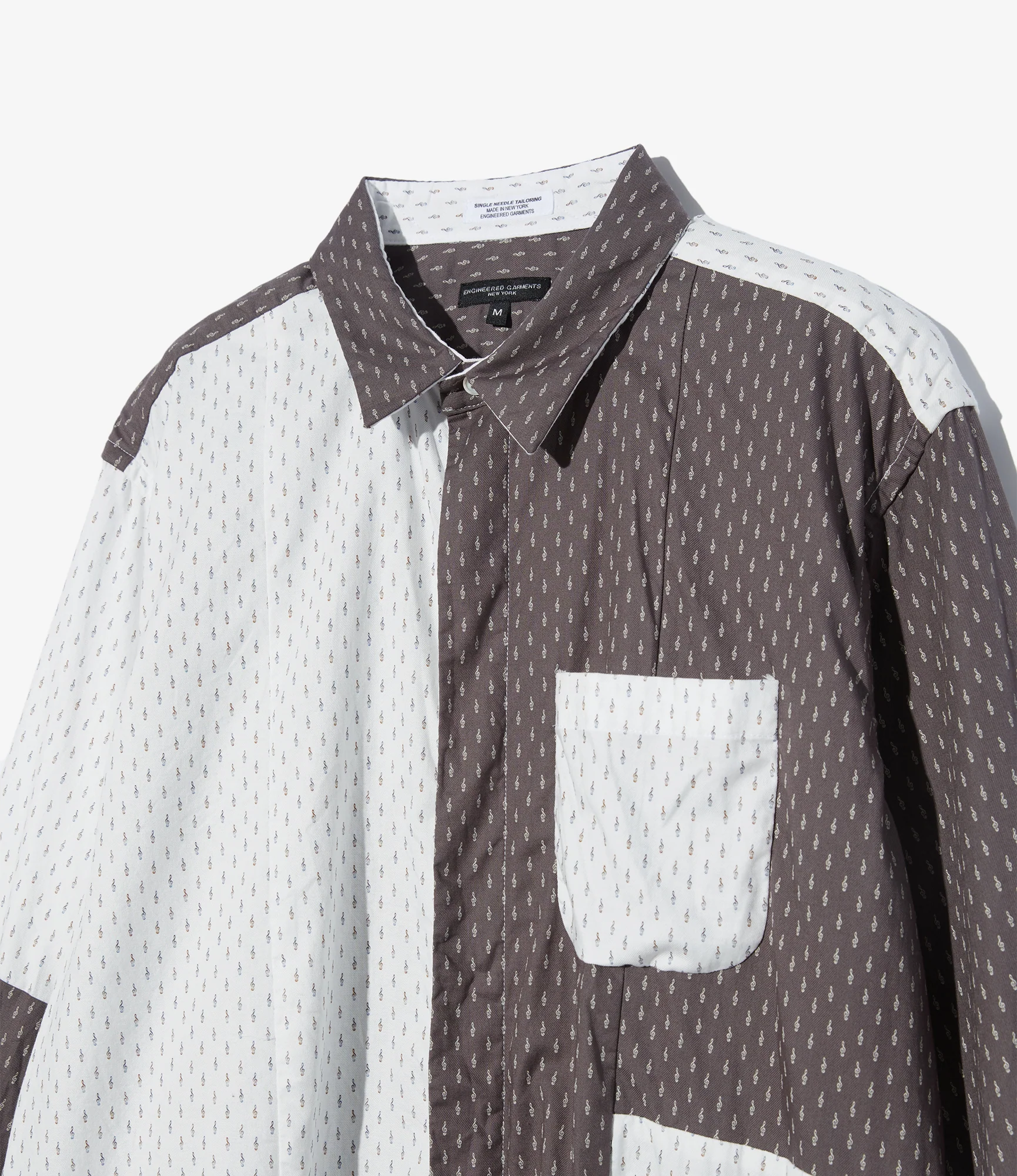 Combo Short Collar Shirt - White Cotton Music Print - Image 3