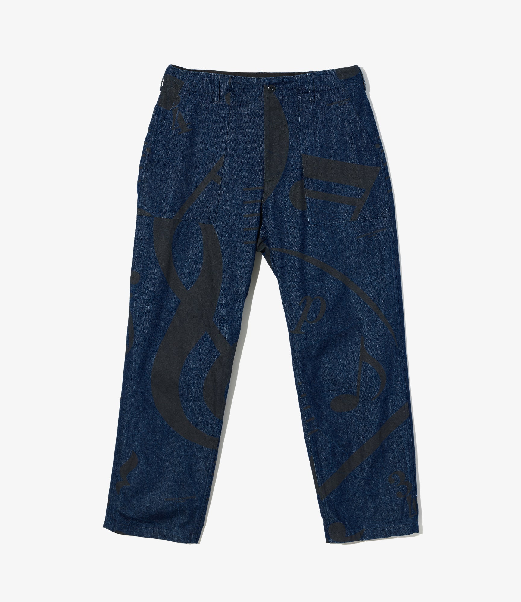 Fatigue Pant - Indigo Music Note Print 12oz Denim