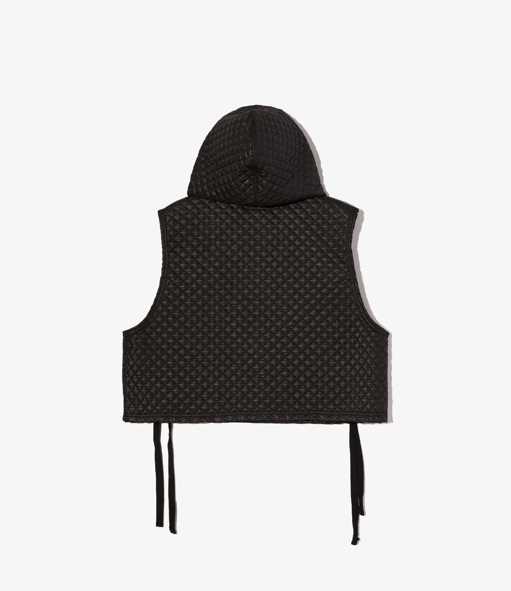 Knit Wrap Vest - Black Polyester Small Diamond Quilt - Image 2