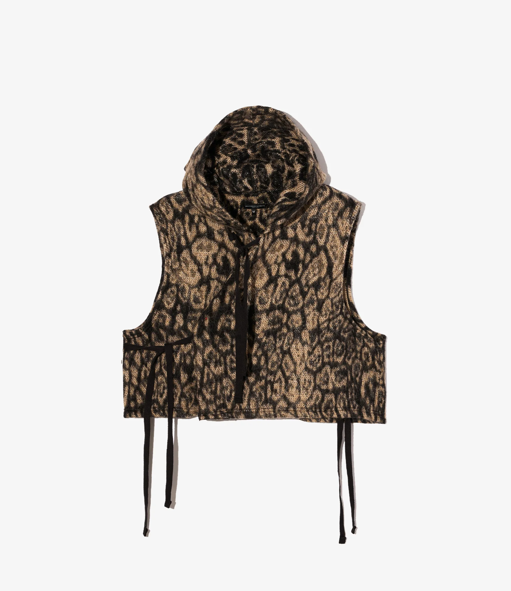 Knit Wrap Vest - Brown Wool Poly Leopard Jq.