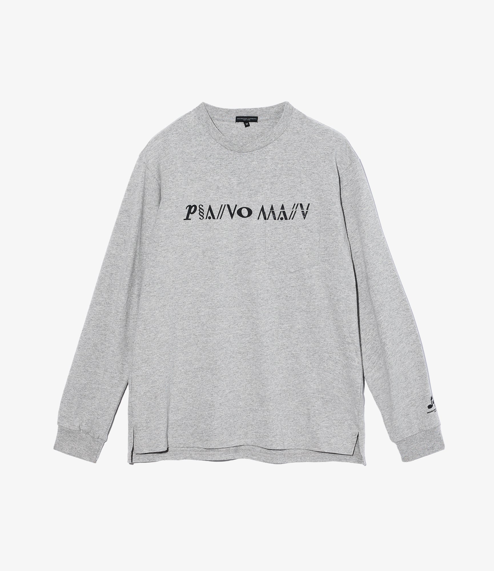 Printed Cross Crew L/S Neck T-Shirt - Grey - Piano