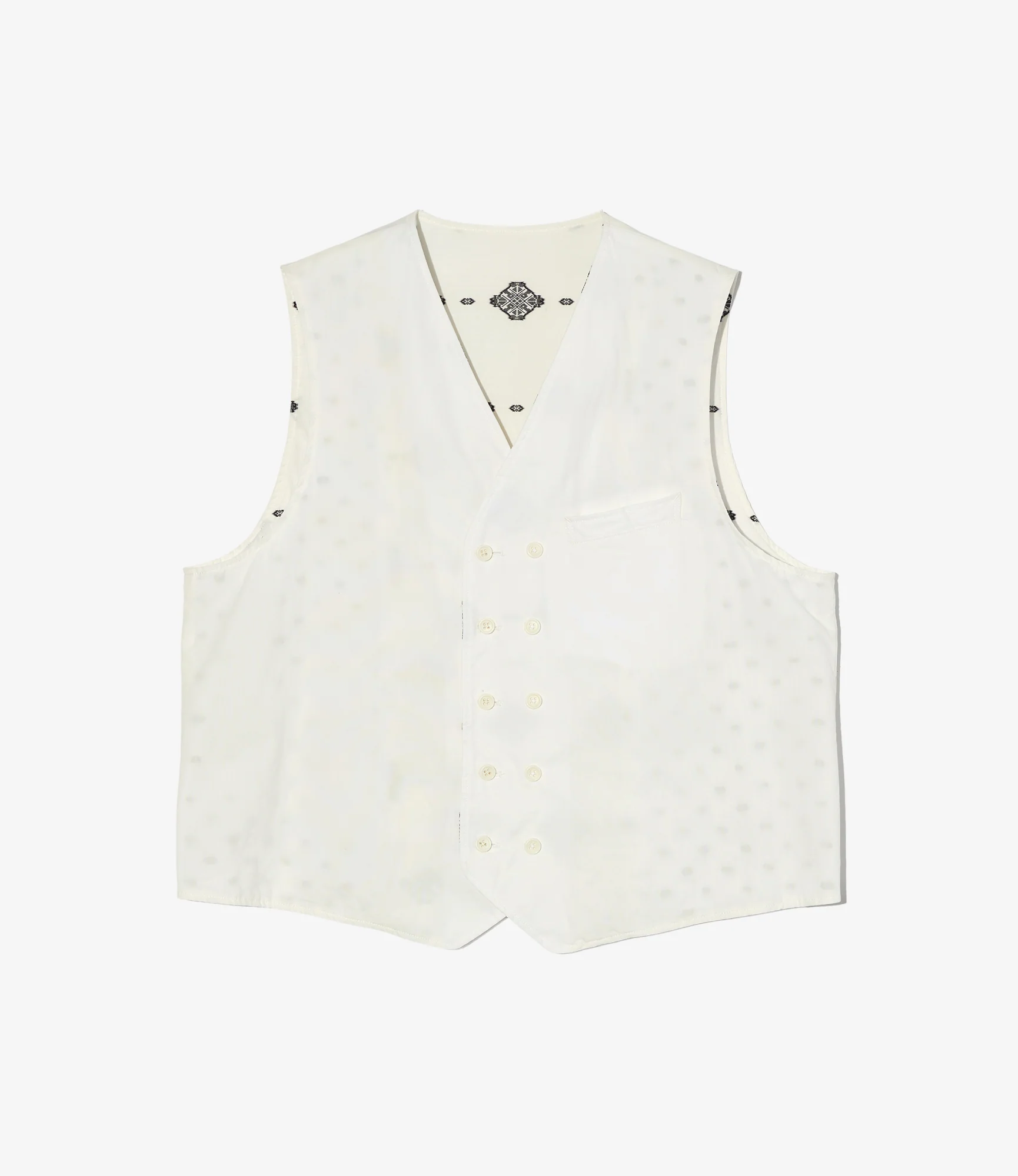 Reversible Vest - White Cotton Heavy Poplin