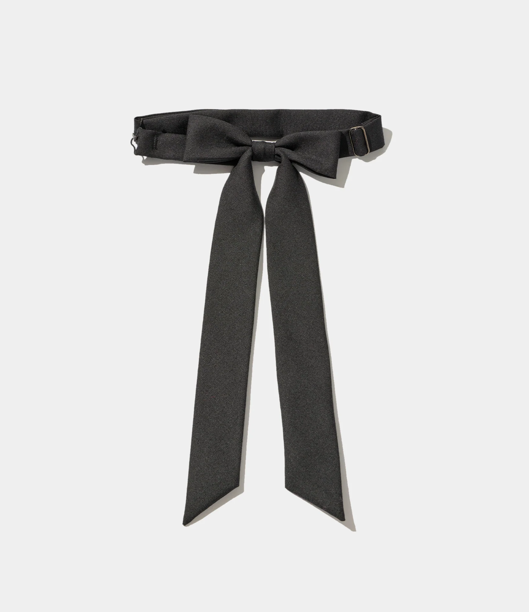 Ribbon Tie - Black Tropical Wool