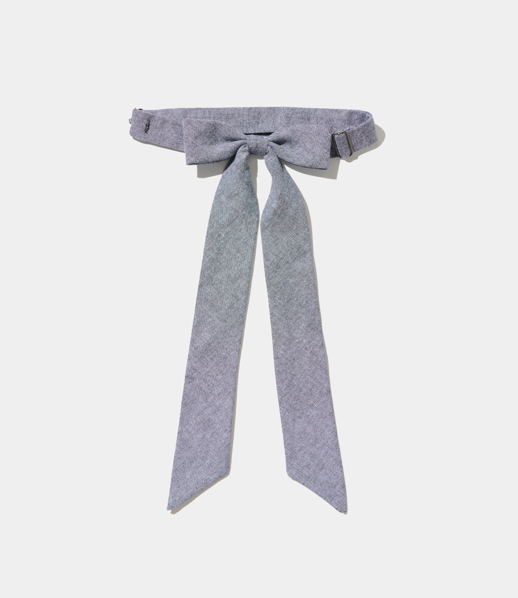 Ribbon Tie - Grey Cotton Chambray