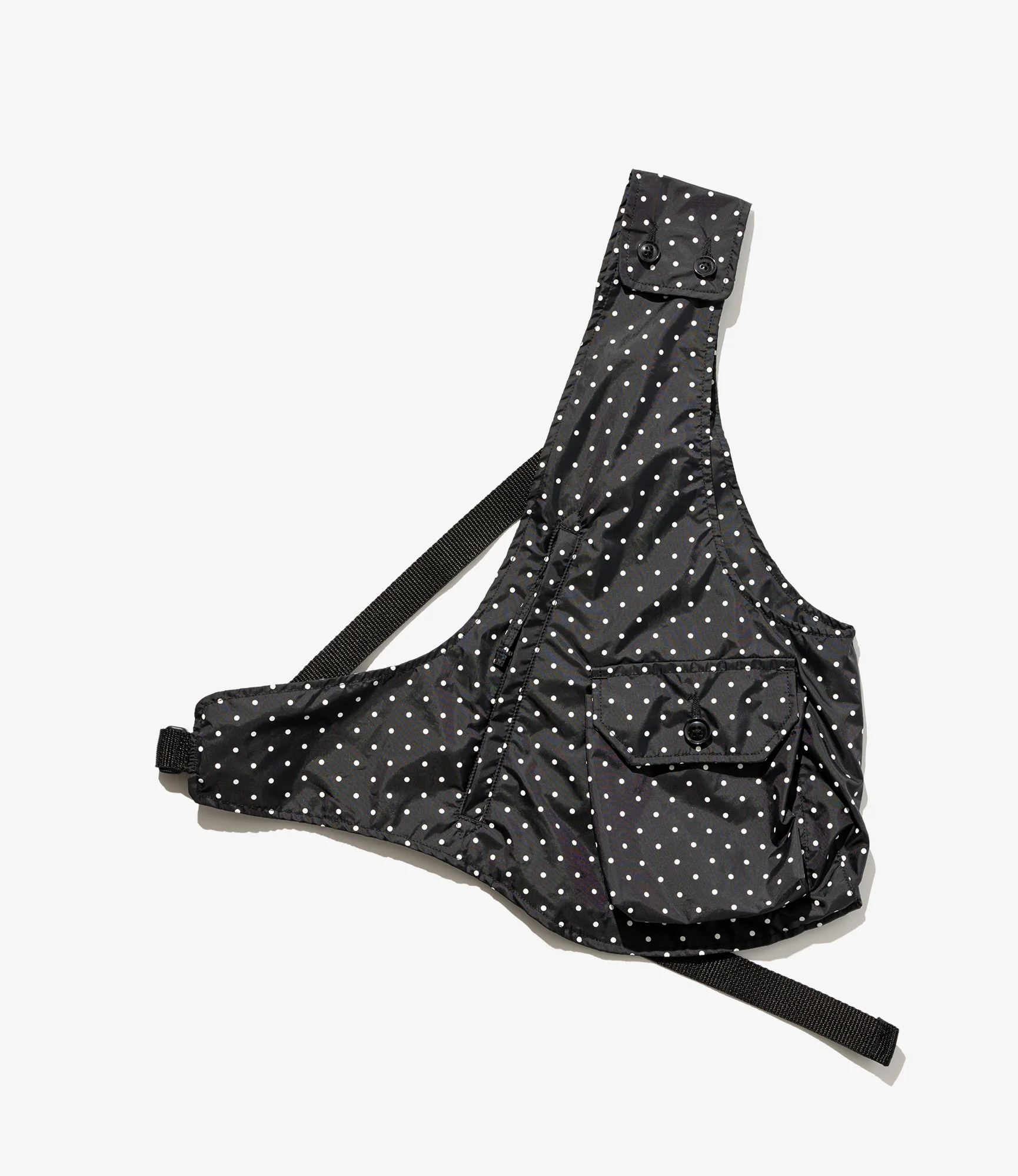 Shoulder Vest - Black Nylon Polka Dot Taffeta