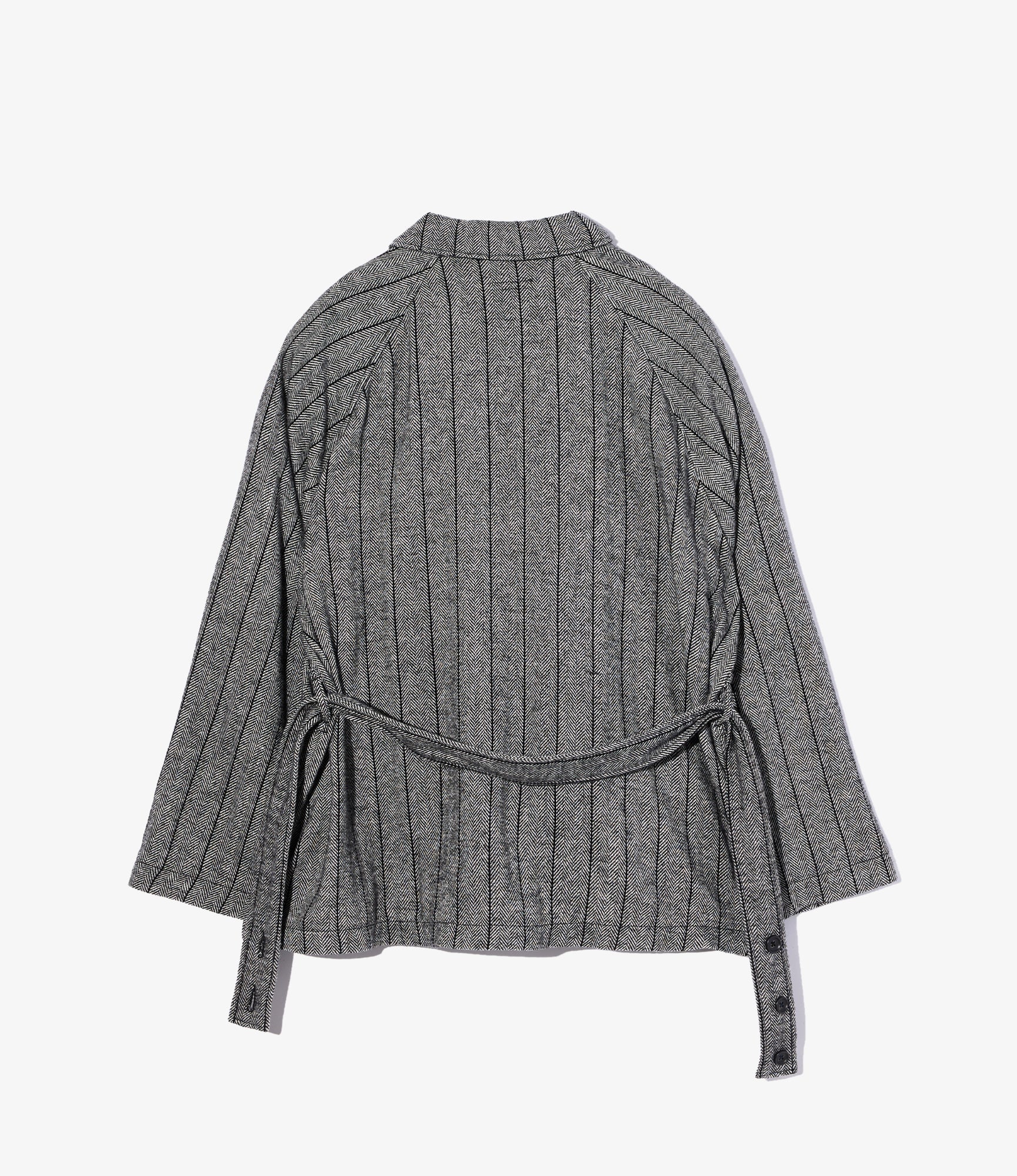 Smoking Jacket - Dk. Grey Wool Striped HB - Image 2