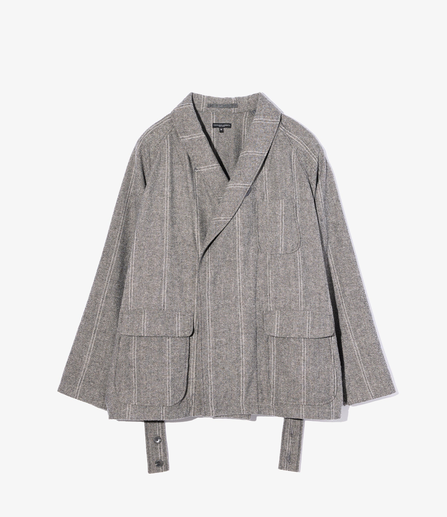 Smoking Jacket - Lt. Grey Wool Striped HB