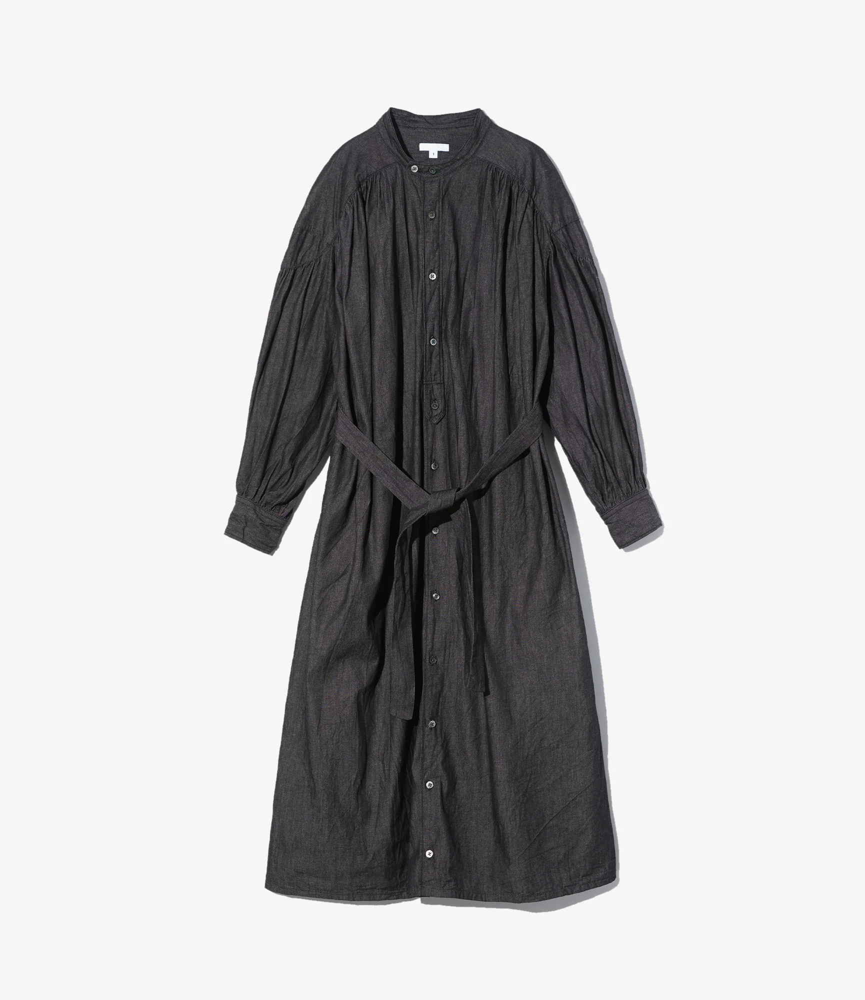 Women's Banded Painter Dress - Black Cotton Denim Shirting