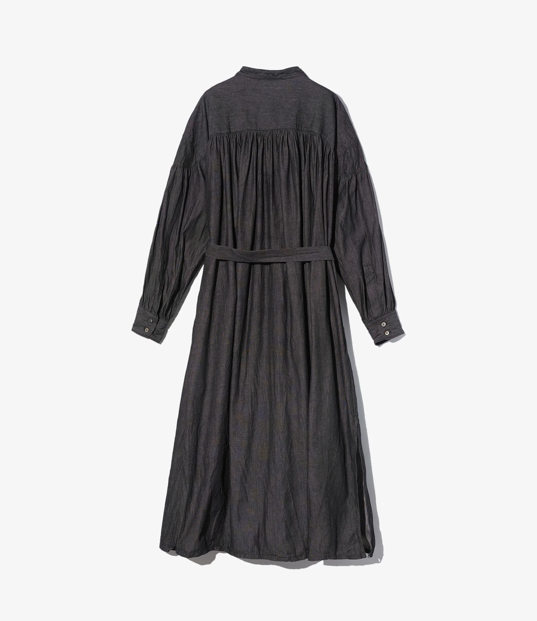 Women's Banded Painter Dress - Black Cotton Denim Shirting - Image 2