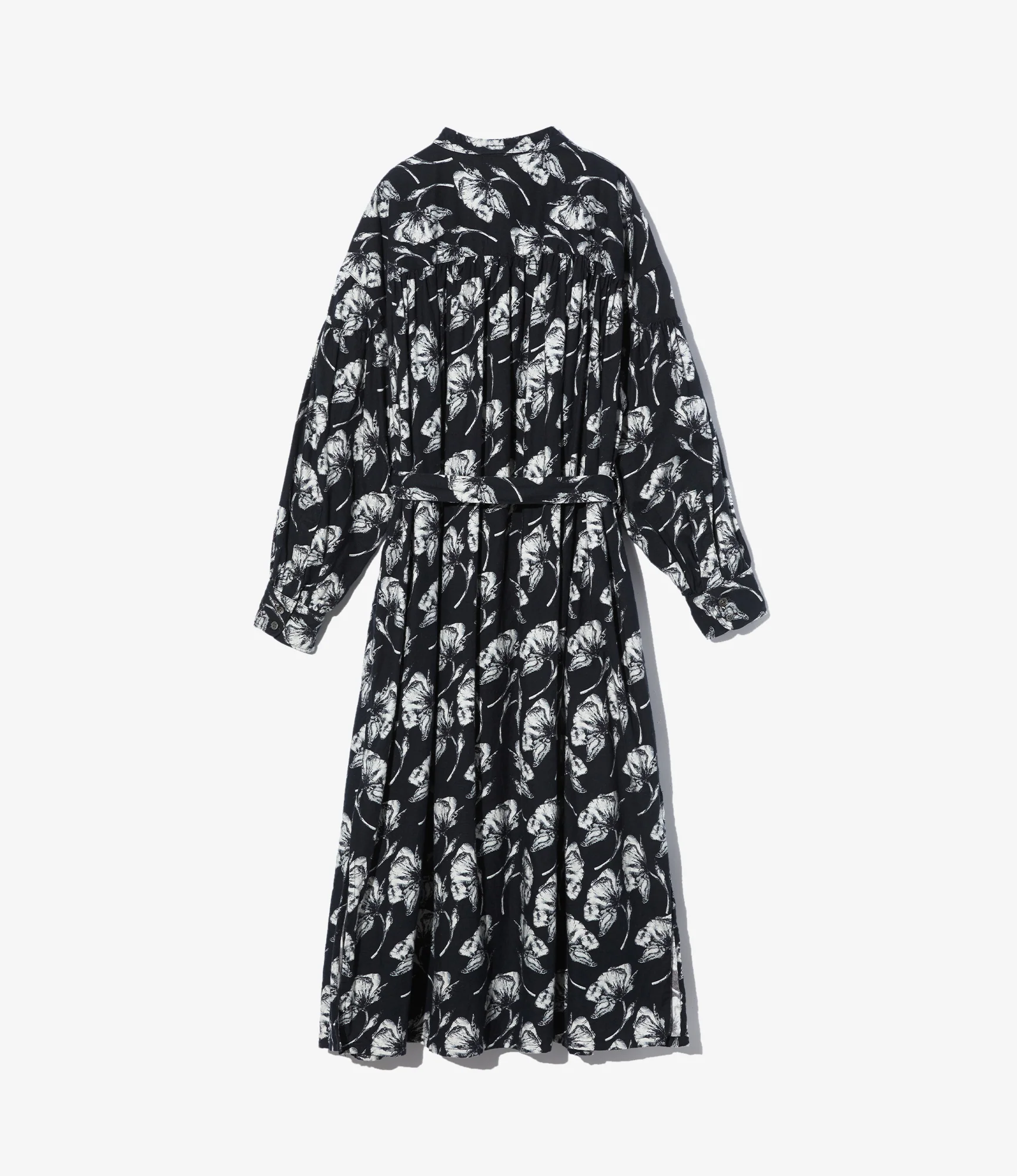 Women's Banded Painter Dress - Black/White Cotton Brushed Floral Print - Image 2