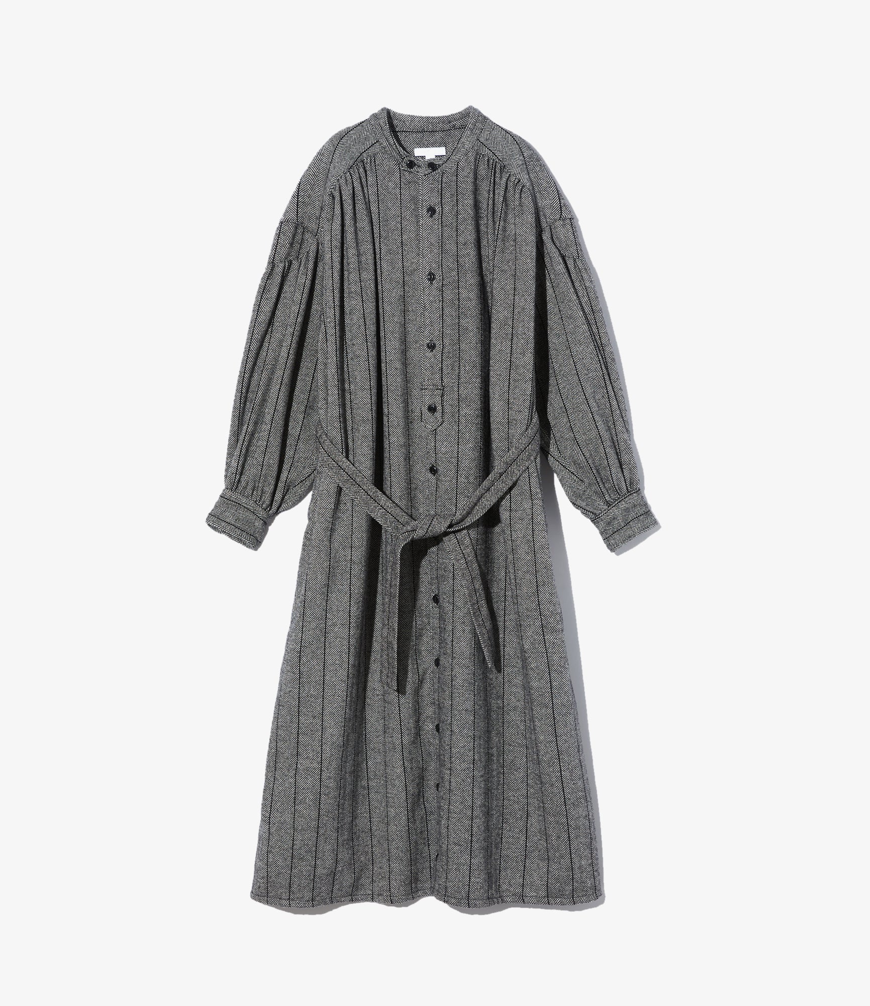 Women's Banded Painter Dress - Dk. Grey Wool Striped HB