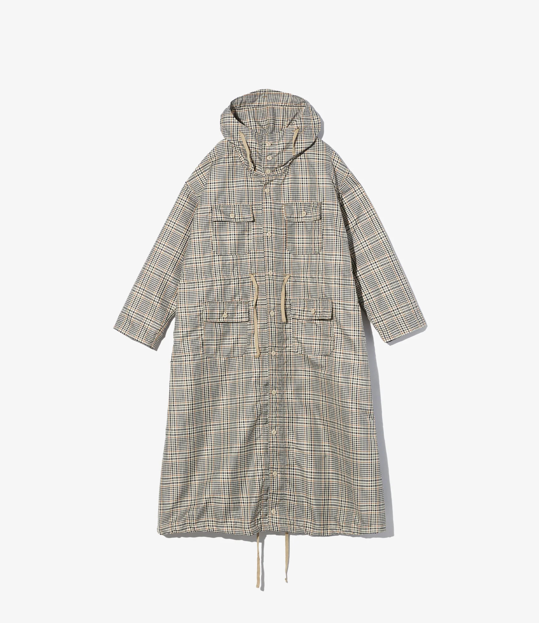 Women's Cagoule Dress - Khaki Plaid Polyester Cloth