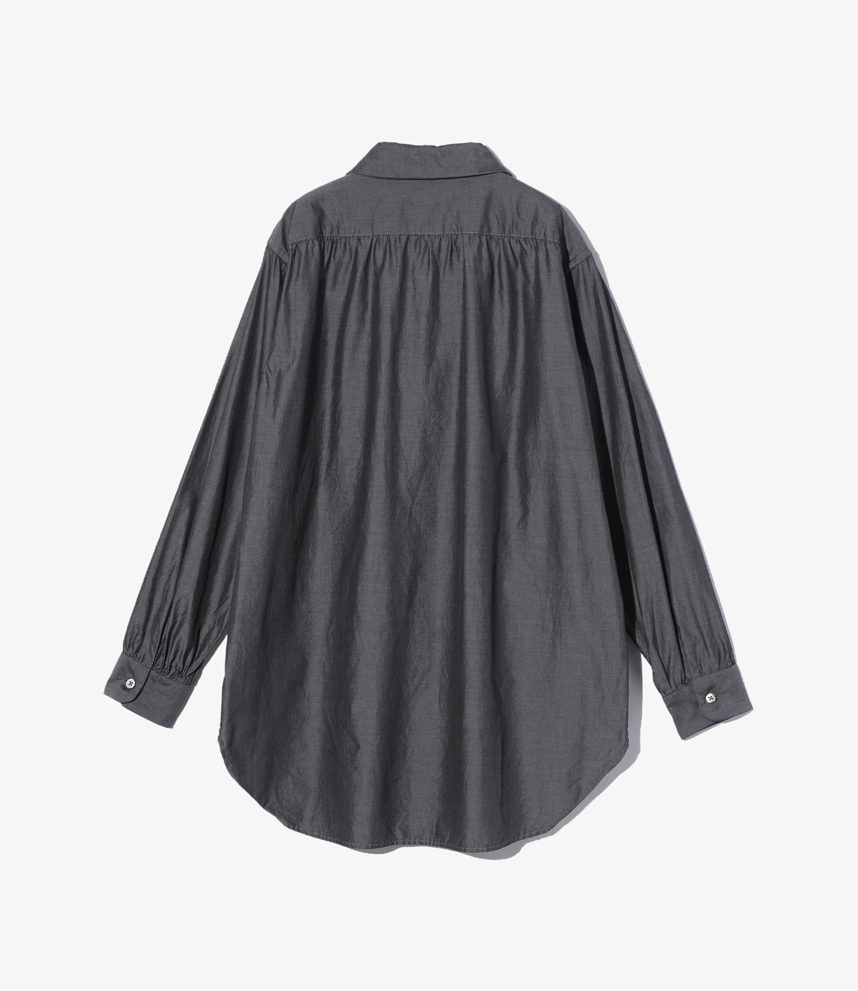 Women's Rounded Collar Shirt - Charcoal Cotton Iridescent Broadcloth - Image 2