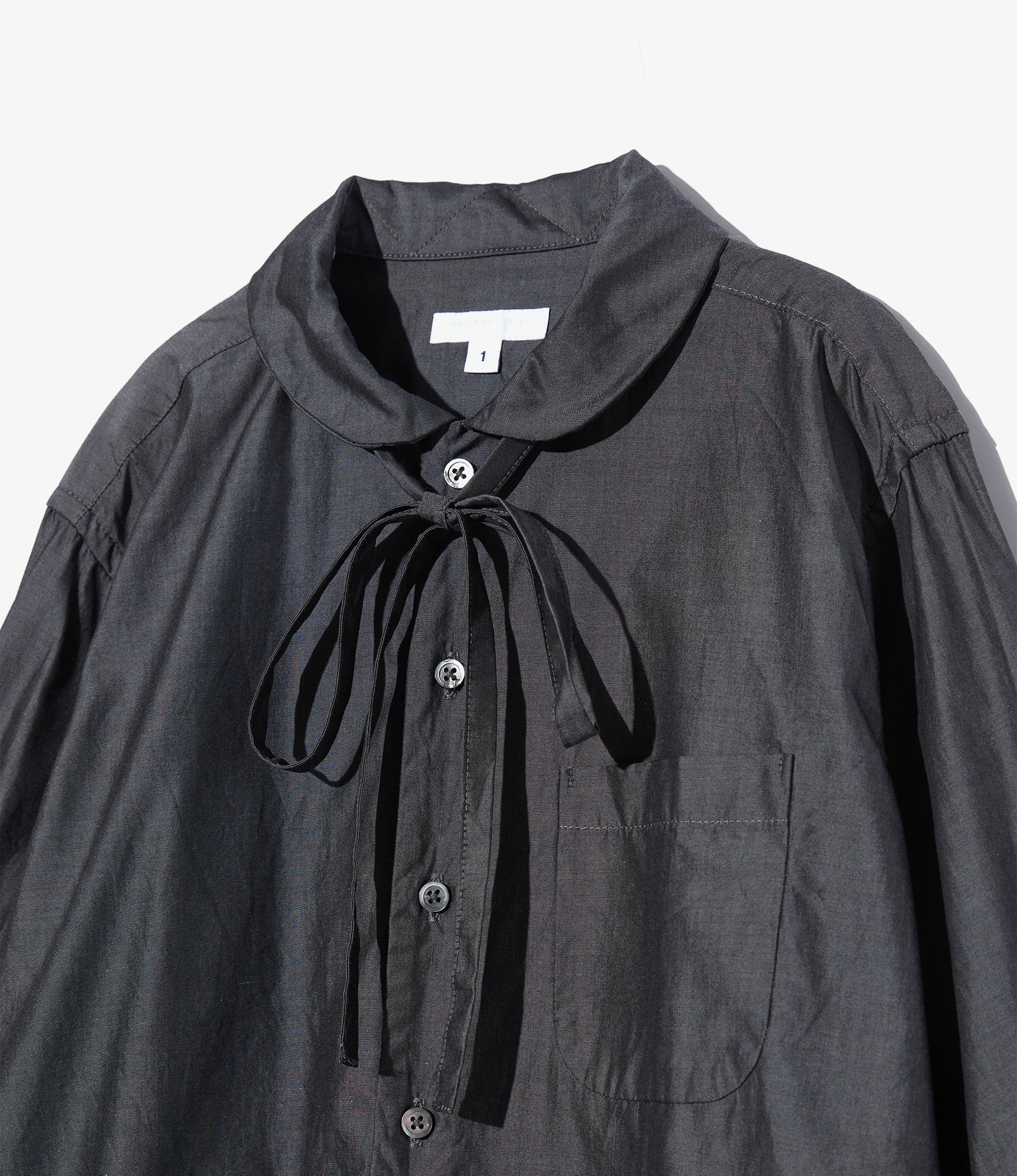 Women's Rounded Collar Shirt - Charcoal Cotton Iridescent Broadcloth - Image 3