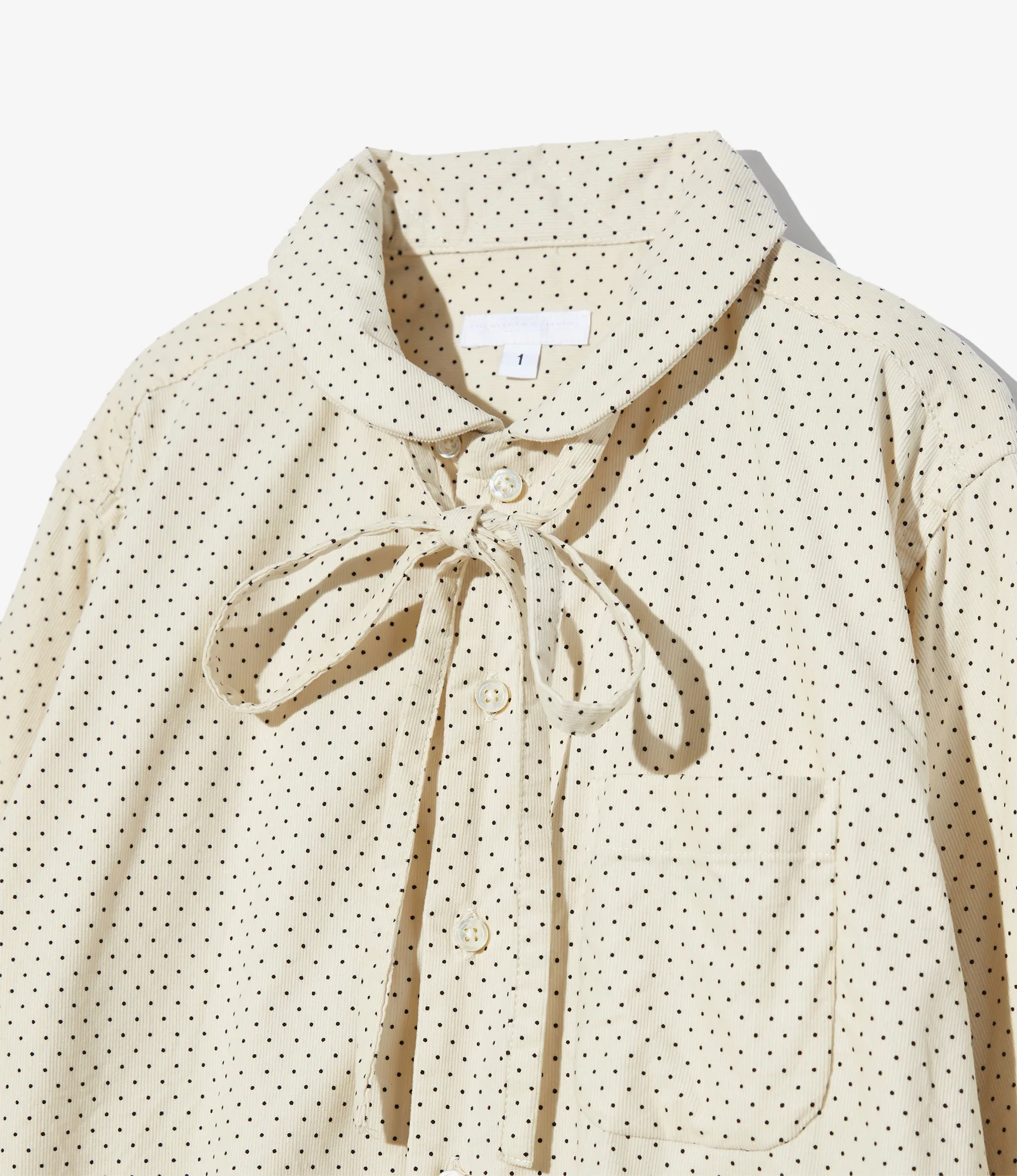 Women's Rounded Collar Shirt - Ivory 21W Corduroy Polka Dot Print - Image 3