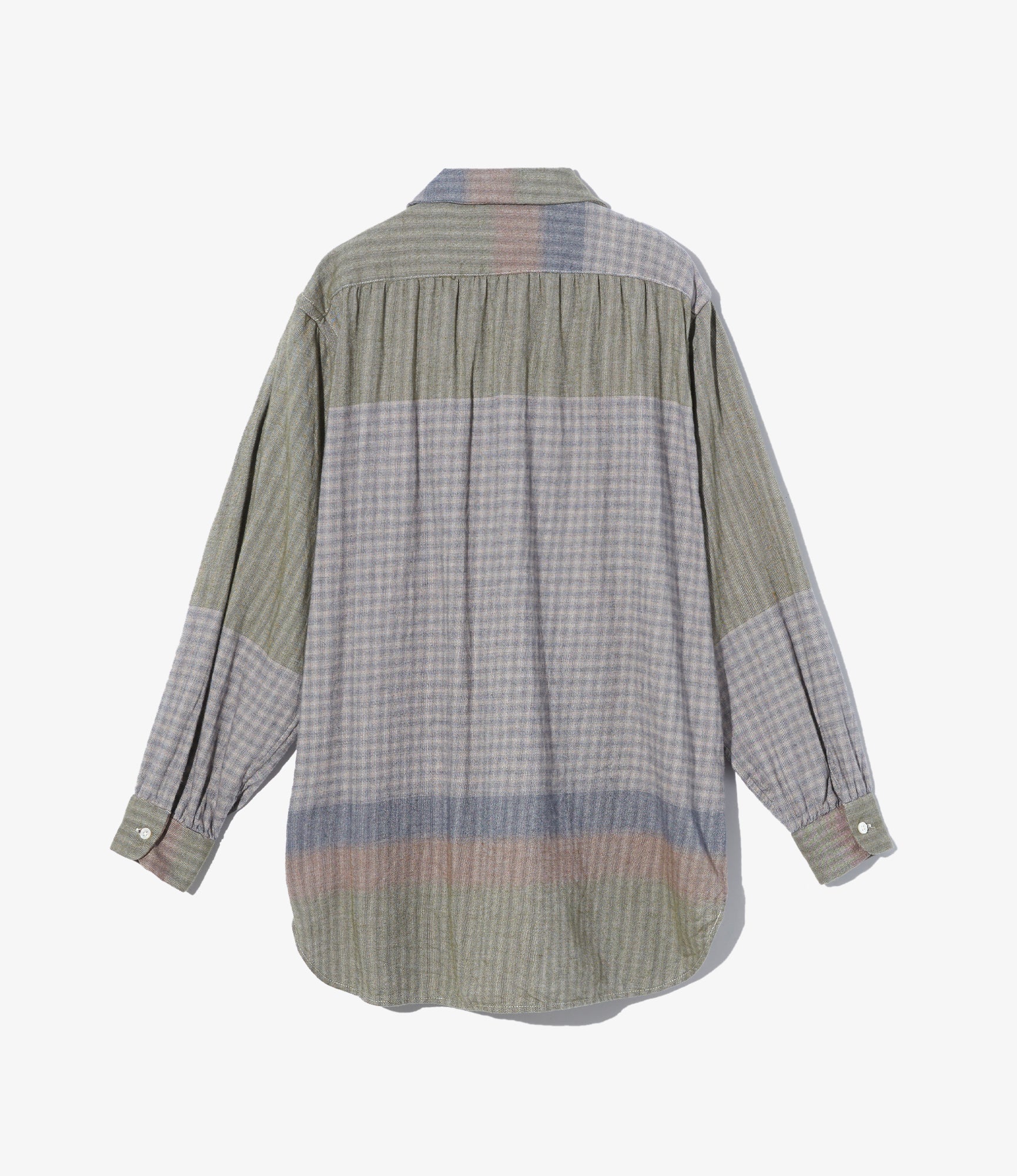 Women's Rounded Collar Shirt - Multi Color Smoky Horizontal Stripe - Image 2