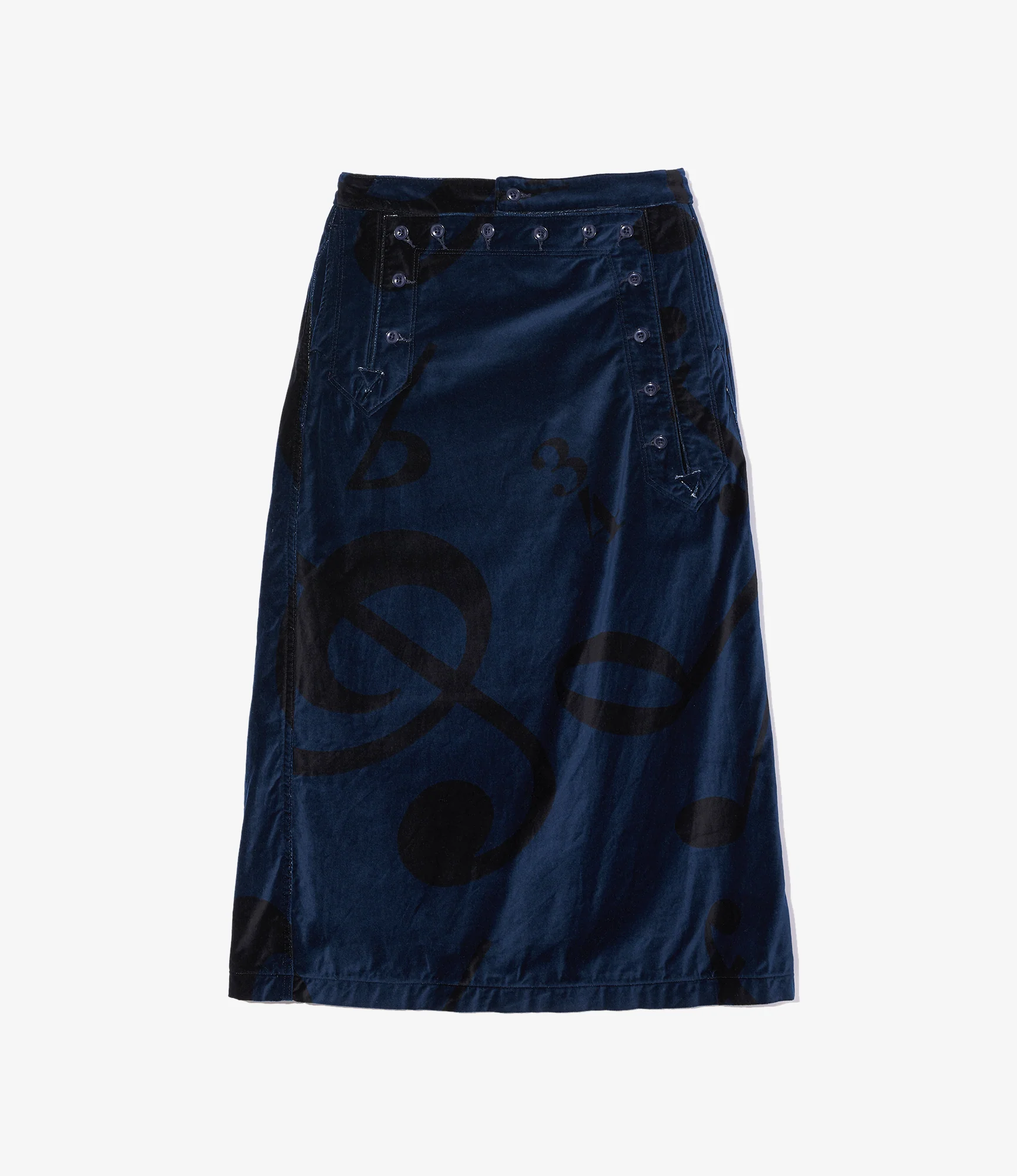 Women's Sailor Skirt - Navy Cotton Printed Music Note Velveteen