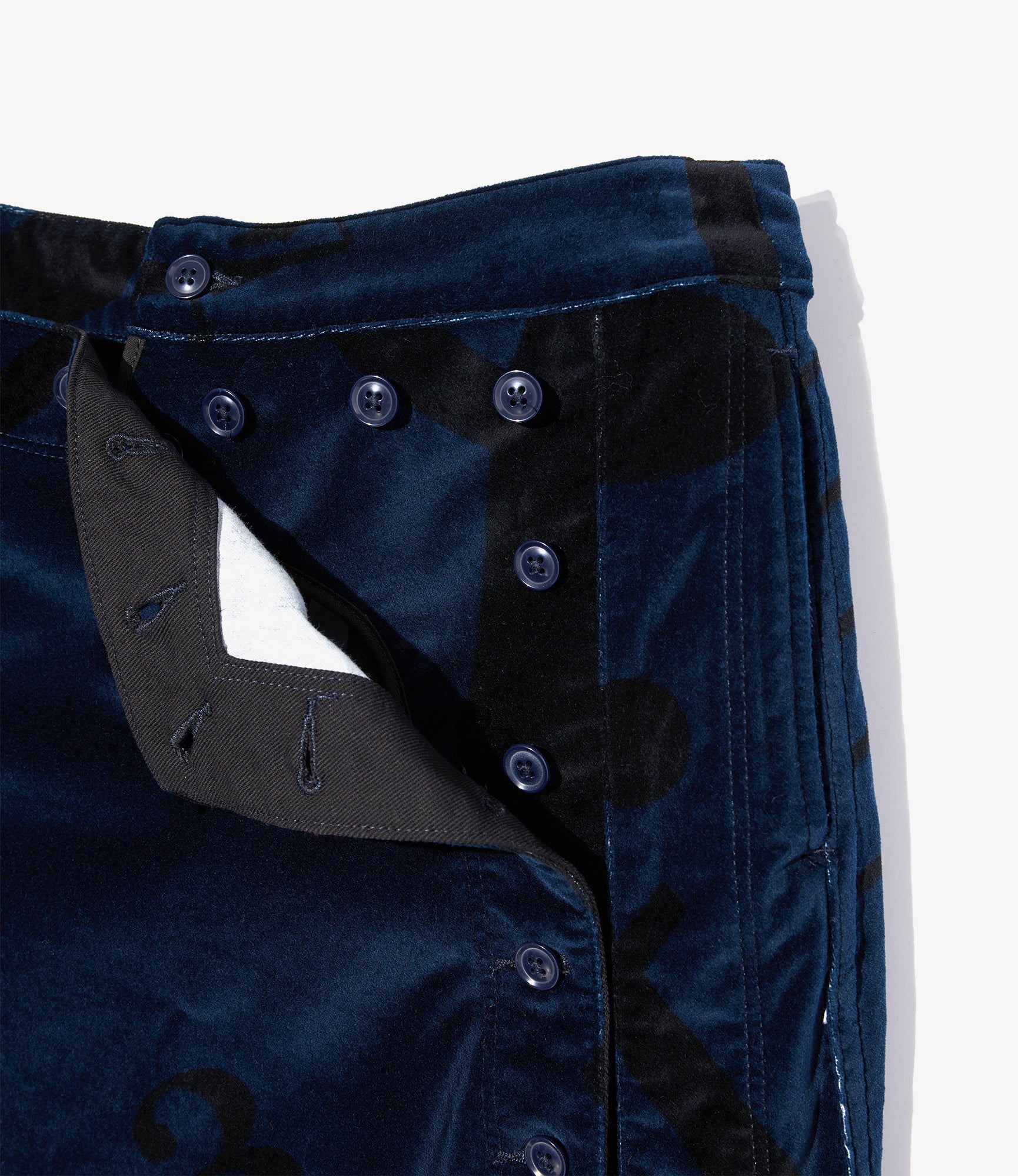 Women's Sailor Skirt - Navy Cotton Printed Music Note Velveteen - Image 3