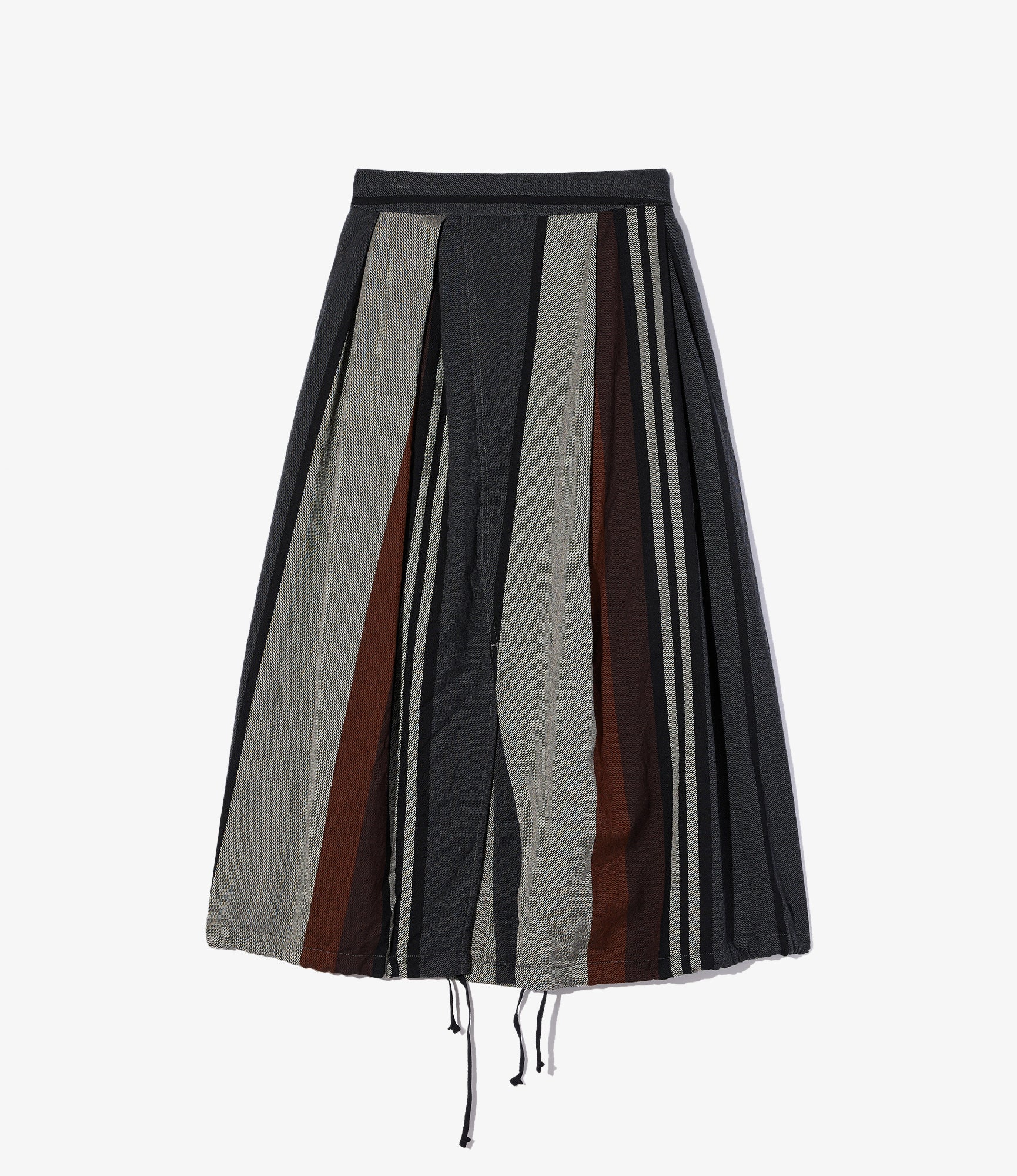 Women's Tuck Skirt - Multi Color Wide Stripe Worsted Wool - Image 2