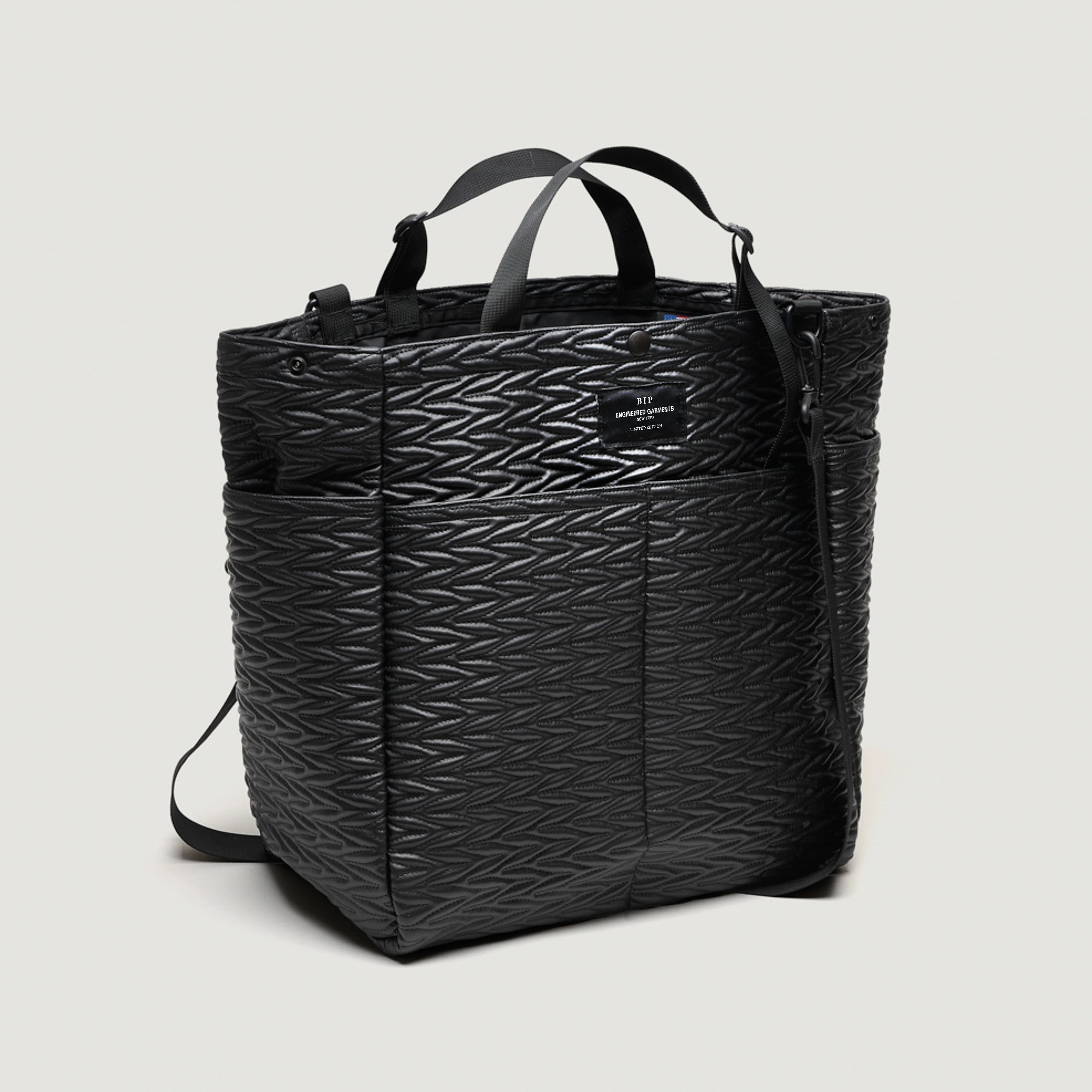 EG x BAGSINPROGRESS - Carry All Beach Bag - Black Quilted Fake Leather - Image 3