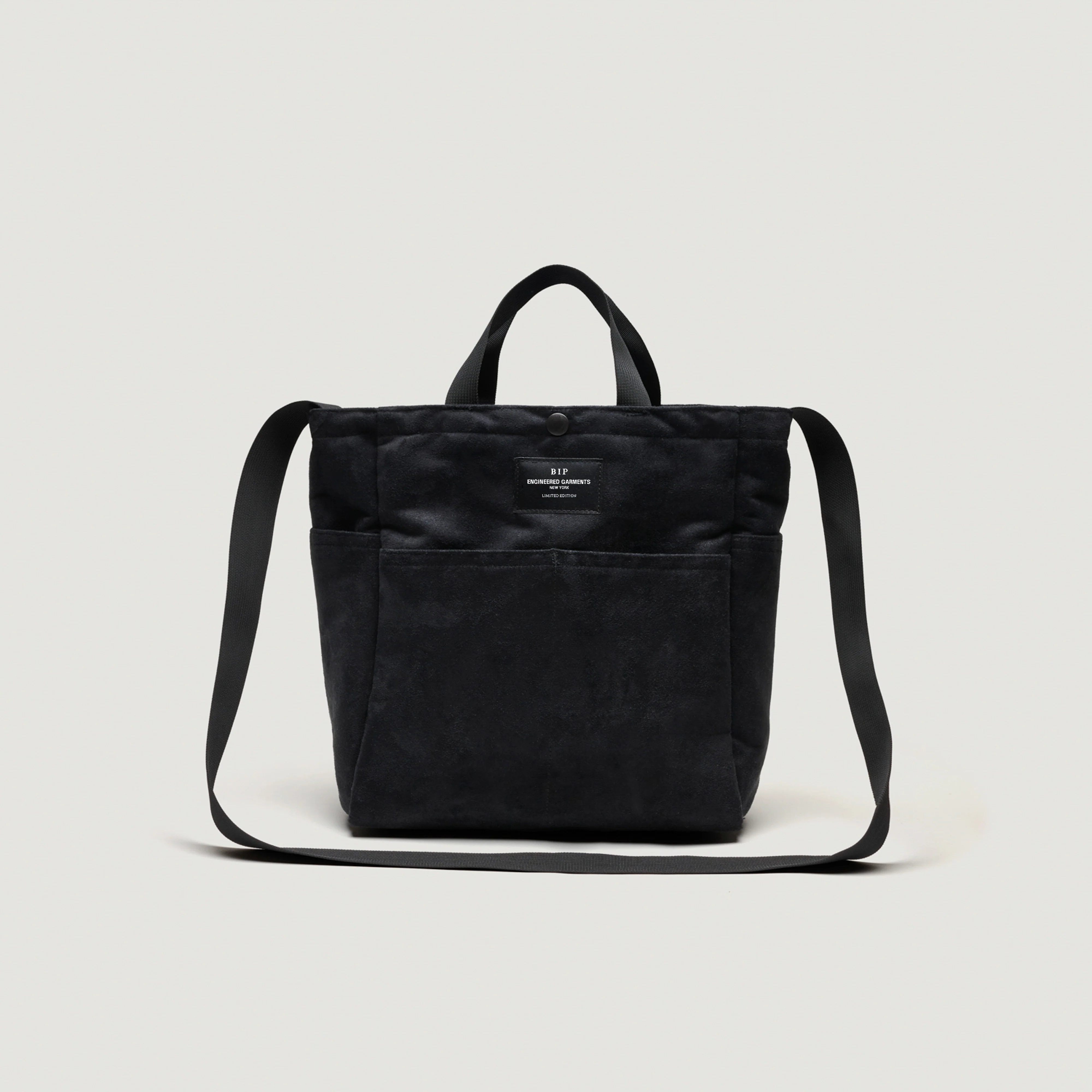 EG x BAGSINPROGRESS - Multi-Pocket Bag - Medium - Black Polyester Fake Suede