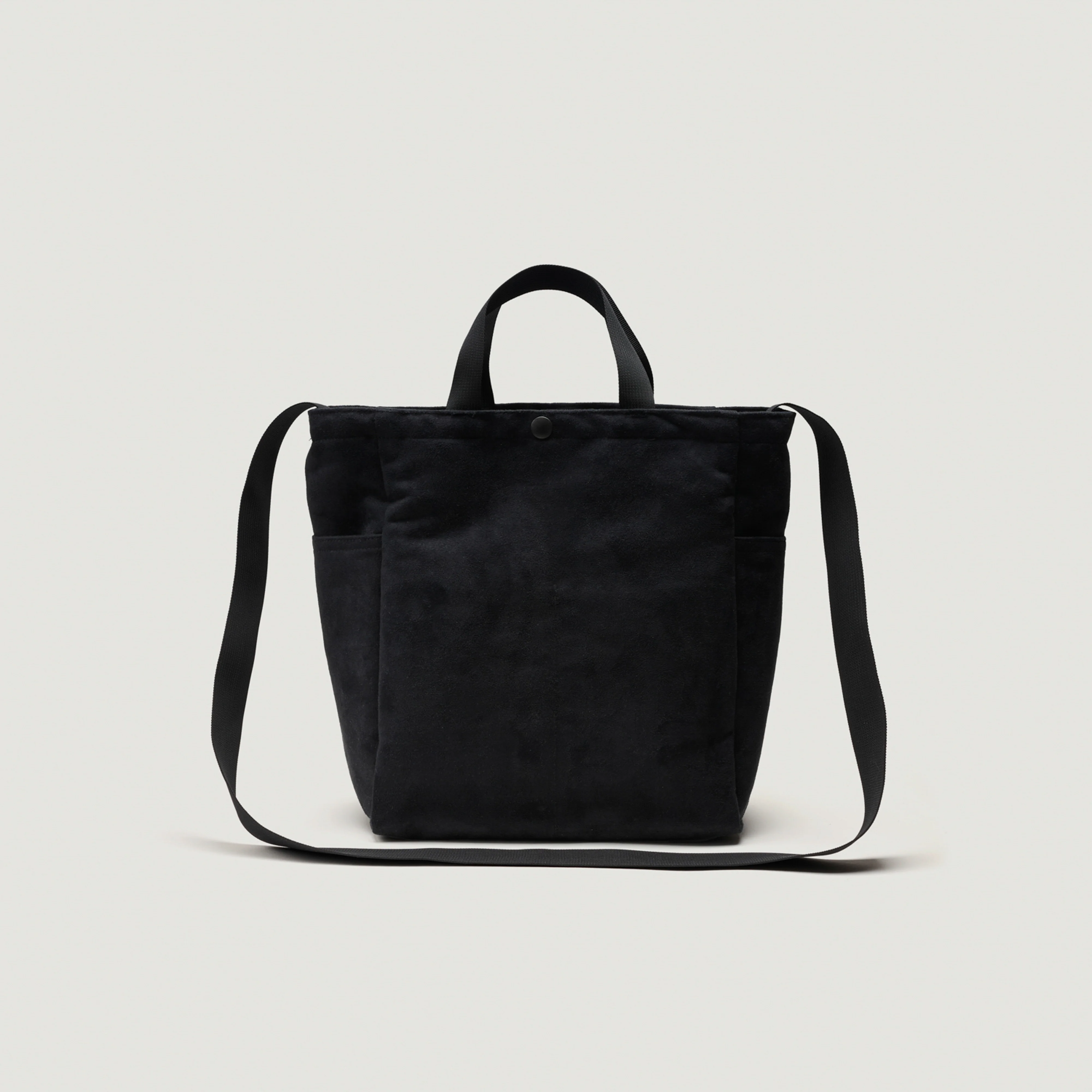 EG x BAGSINPROGRESS - Multi-Pocket Bag - Medium - Black Polyester Fake Suede - Image 2
